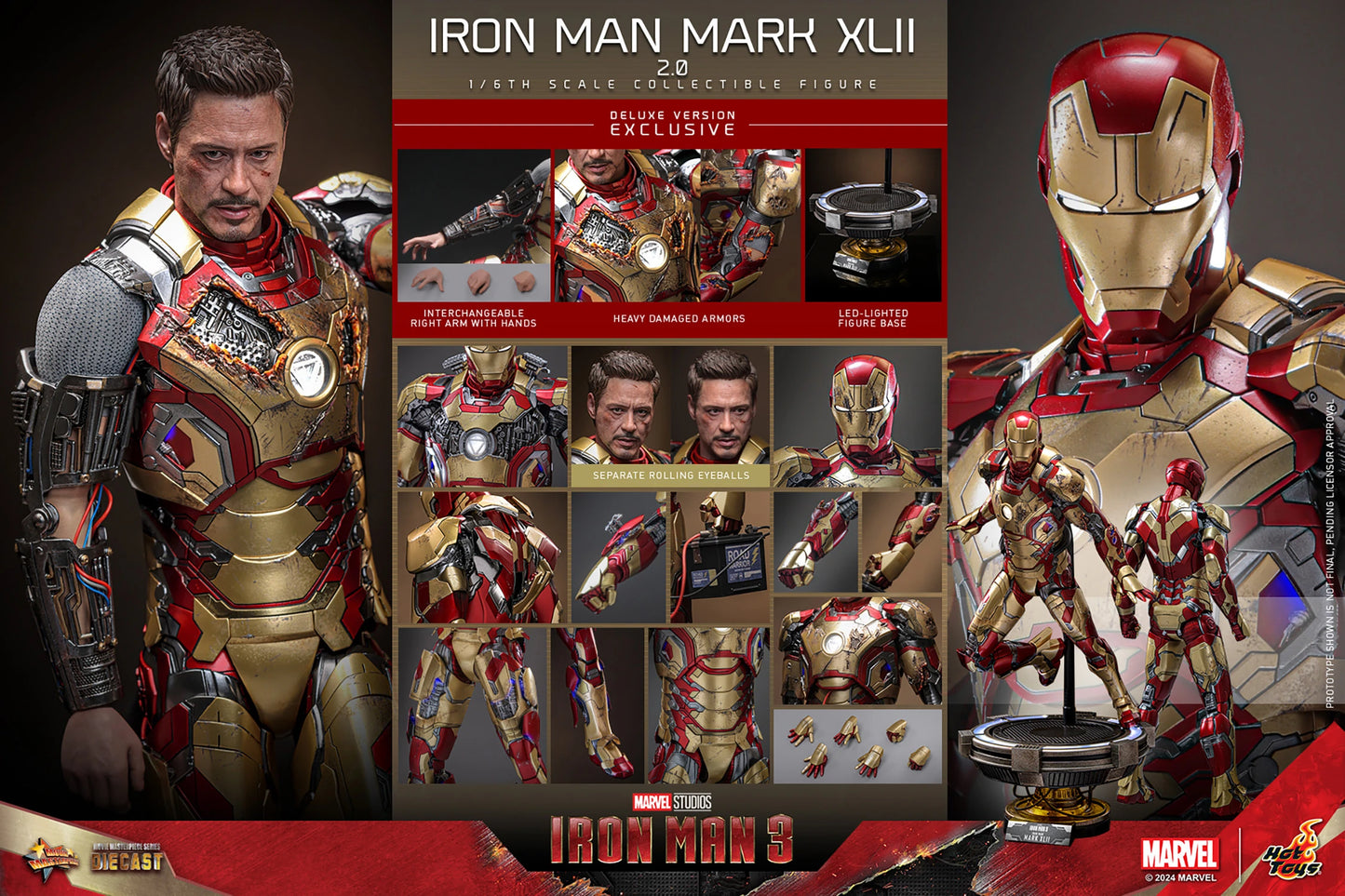 Hot Toys Iron Man 3 Iron Man Mark XlII (2.0)(Deluxe Version) 1:6 Scale Collectible Figure MMS759D66 (Regular Edition)