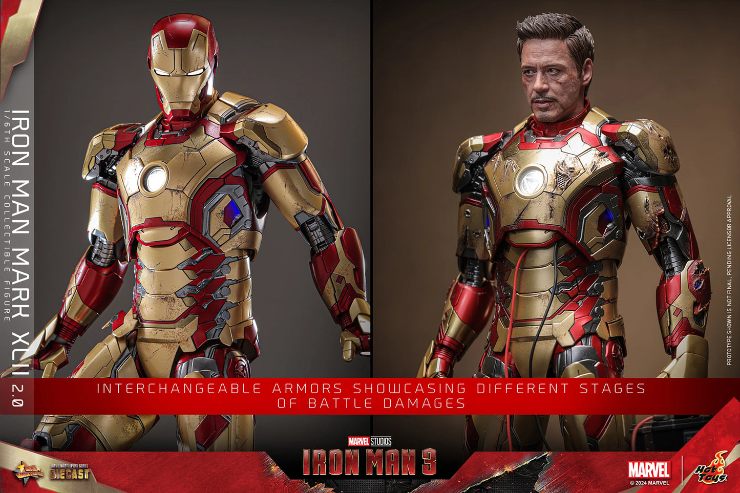 Hot Toys Iron Man 3 Iron Man Mark XlII (2.0) 1:6 Scale Collectible Figure MMS758D65 (Regular Edition)