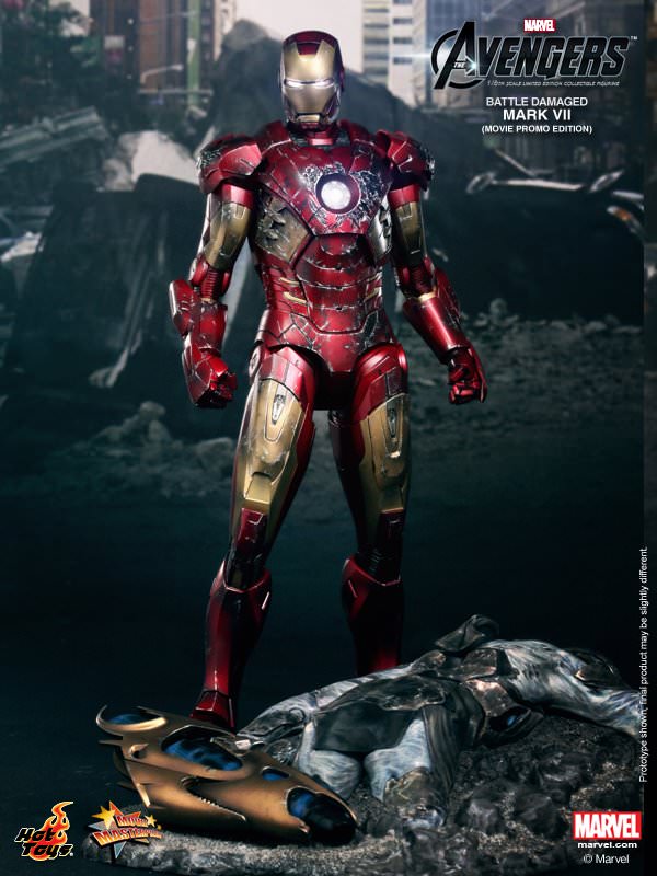 Hot Toys The Avengers Battle Damaged Mark VII (Movie Promo Edition) MMS196