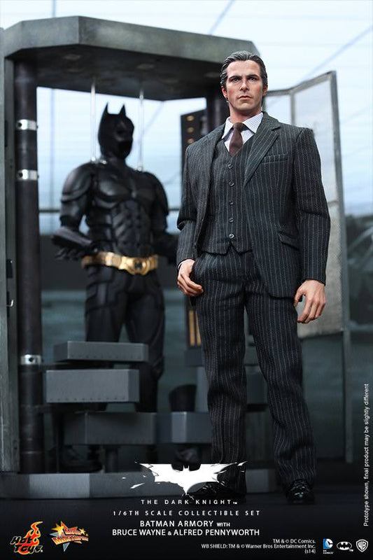 Hot Toys The Dark Knight Batman Armory With Bruce Wayne And Alfred Pennyworth MMS236