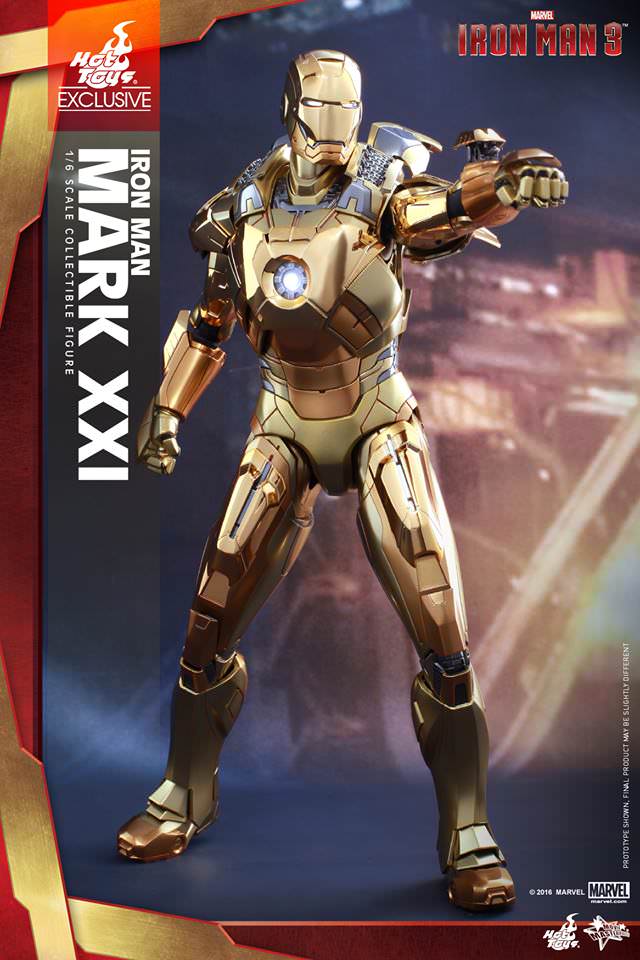 Hot Toys Iron Man 3 – Mark XXI Gold Chrome Version MMS341