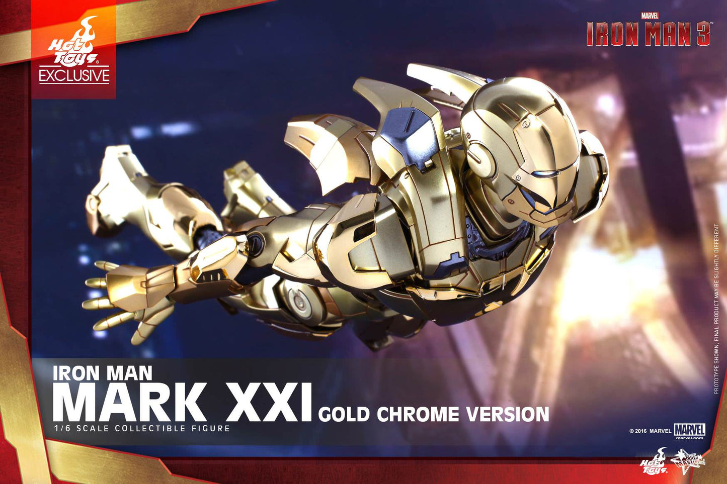 Hot Toys Iron Man 3 – Mark XXI Gold Chrome Version MMS341