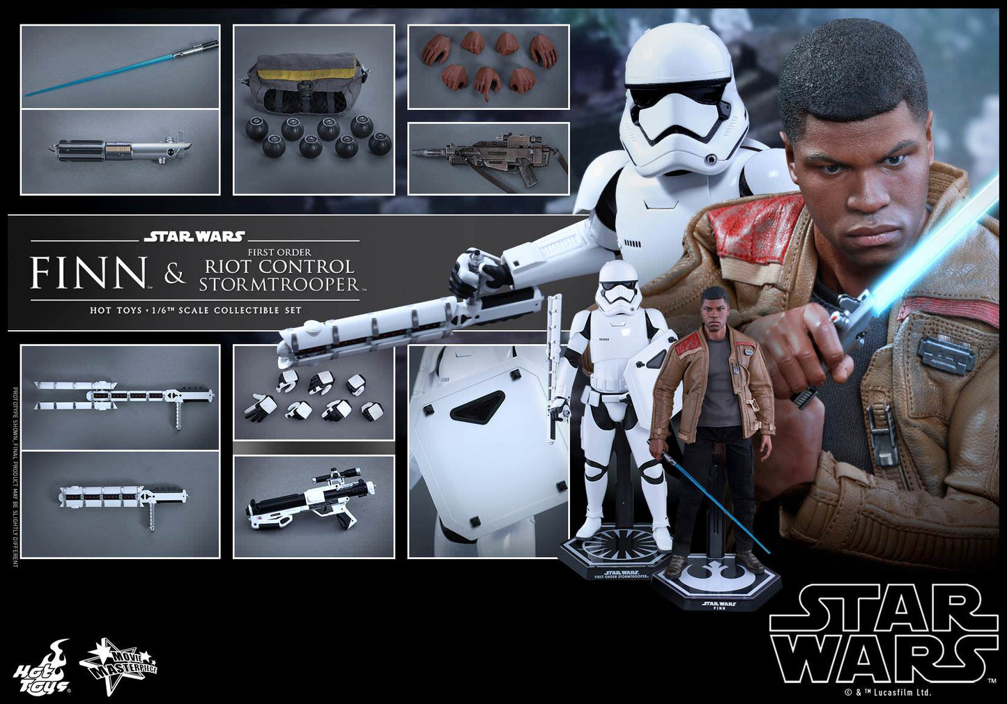 Hot Toys Star Wars: The Force Awakens - Finn and First Order Riot Control Stormtrooper MMS346