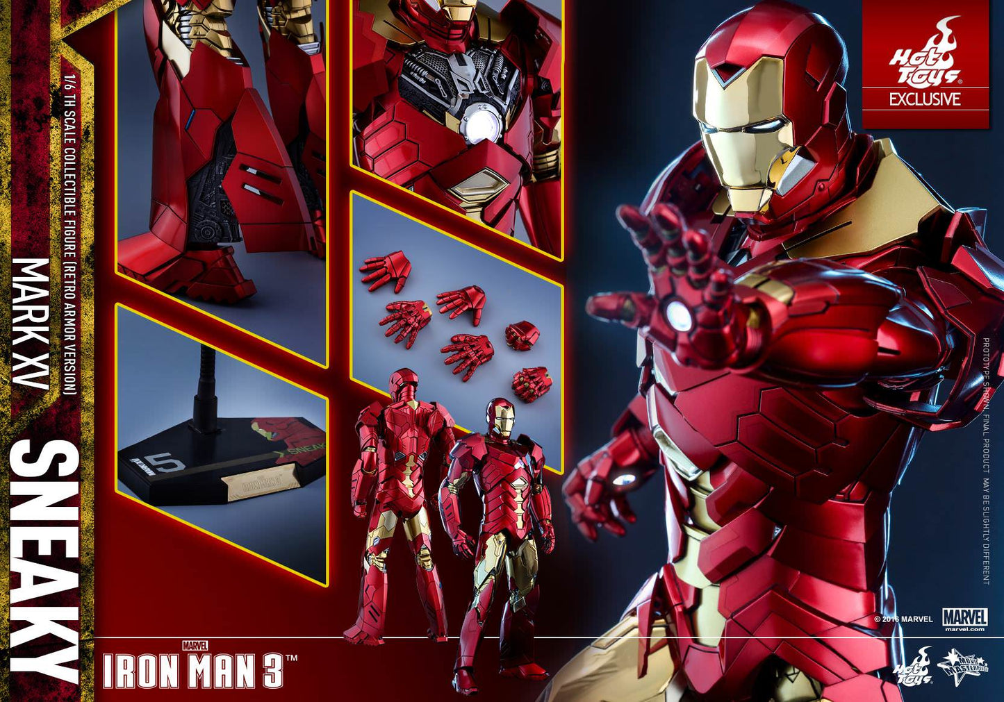 Hot Toys Iron Man 3 - Sneaky Mark XV (Retro Armor Version) MMS396