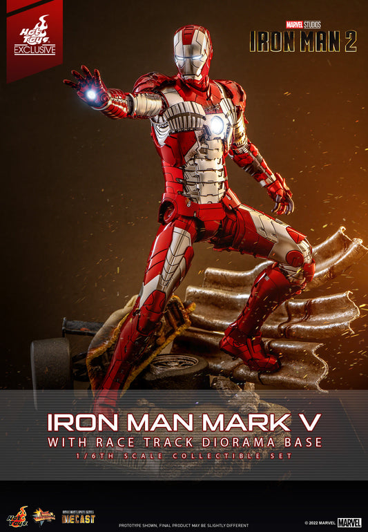 Hot Toys Iron Man 2 Iron Man Mark V With Race Track Diorama Base 1:6 Scale Diecast Collectible Figure MMS400D18C