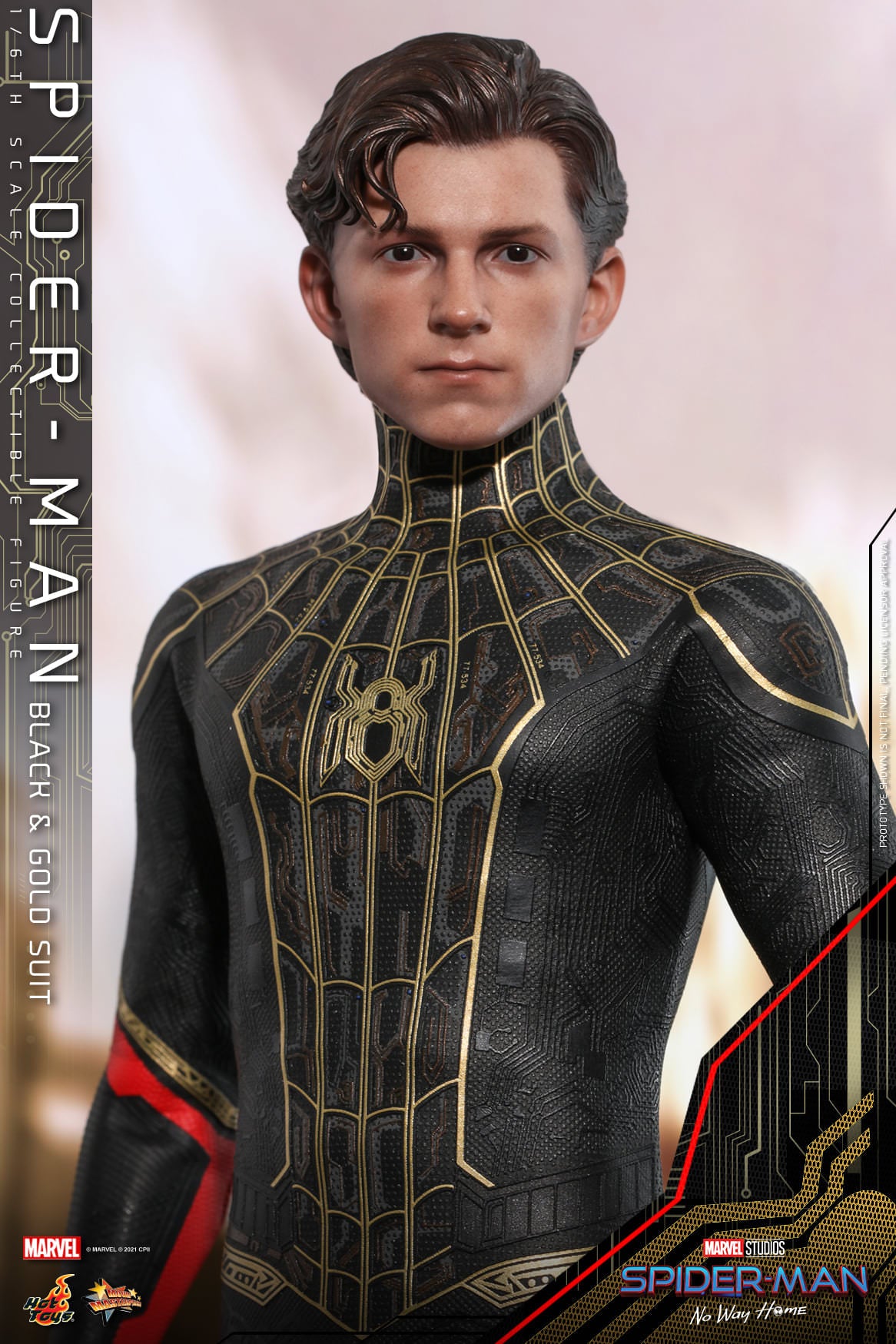 Hot Toys Spider-Man:No Way Home- 1:6 Spider-Man (Black &amp; Gold Suit) Figure MMS604