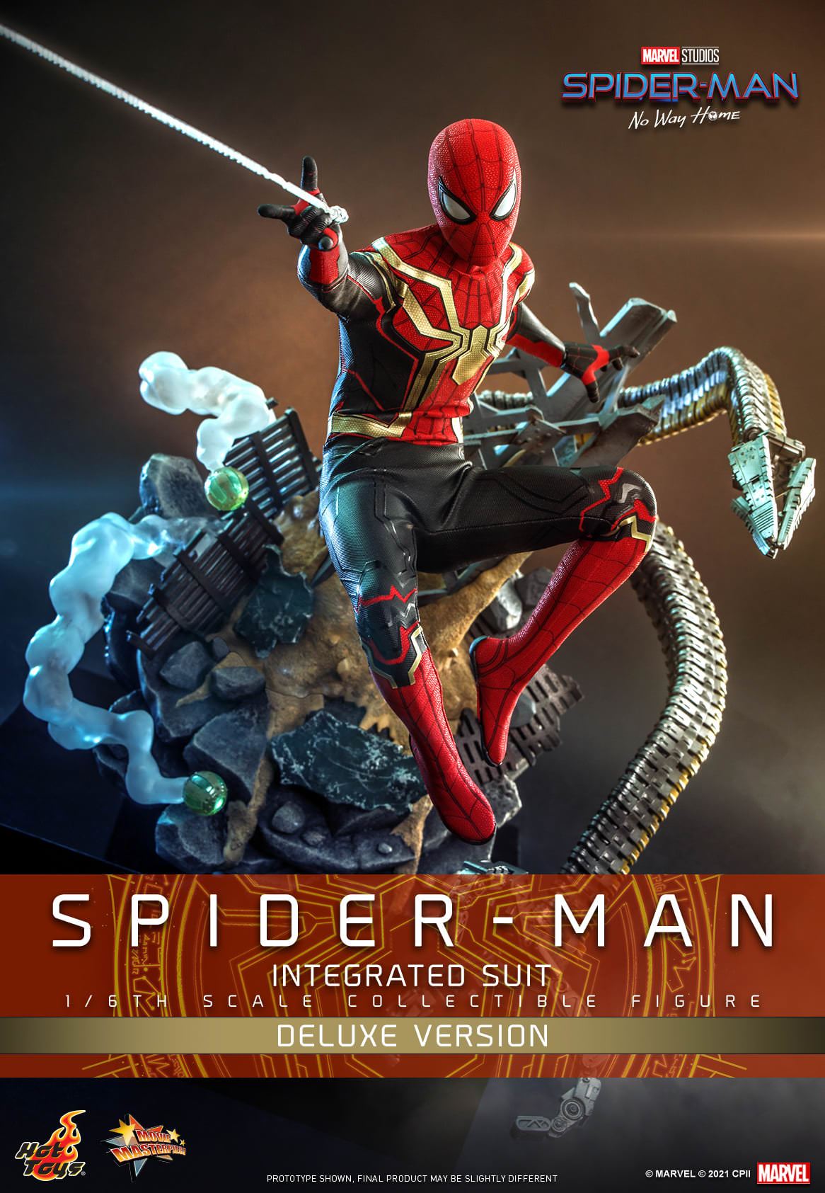 Hot Toys Spider-Man : No Way Home - 1:6 Scale Spider-Man ( Integrated Suit ) Collectible Figure ( Deluxe Version ) MMS624