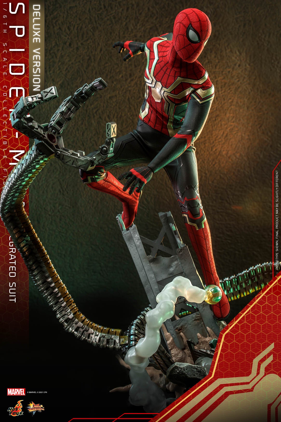 Hot Toys Spider-Man : No Way Home - 1:6 Scale Spider-Man ( Integrated Suit ) Collectible Figure ( Deluxe Version ) MMS624