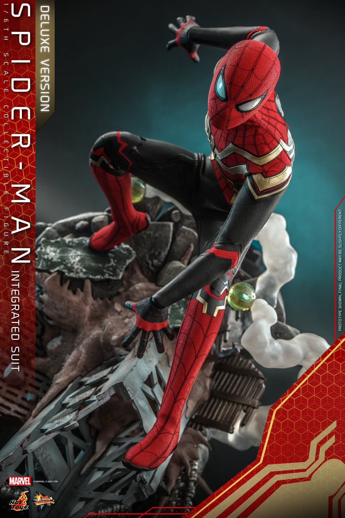 Hot Toys Spider-Man : No Way Home - 1:6 Scale Spider-Man ( Integrated Suit ) Collectible Figure ( Deluxe Version ) MMS624