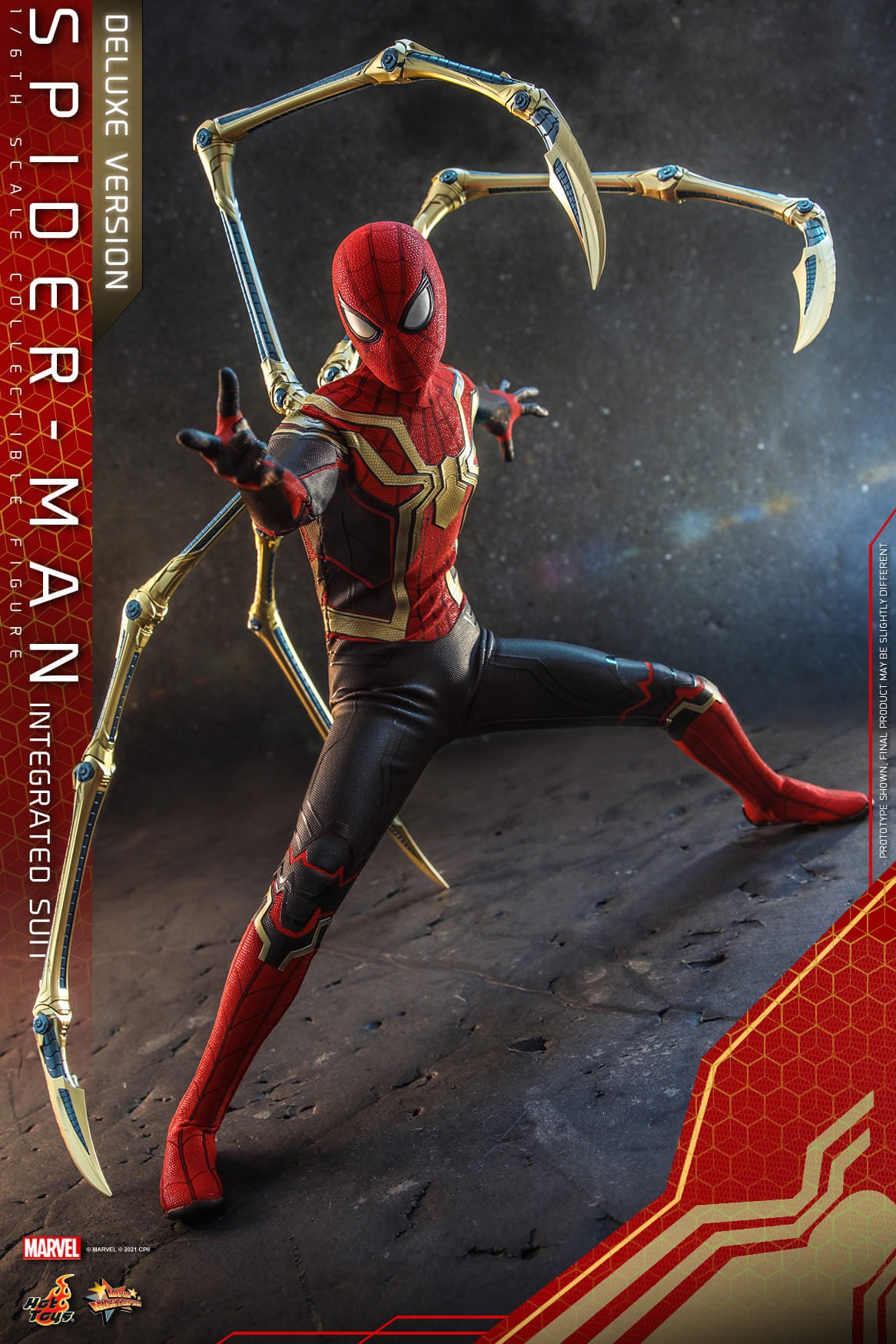 Hot Toys Spider-Man : No Way Home - 1:6 Scale Spider-Man ( Integrated Suit ) Collectible Figure ( Deluxe Version ) MMS624