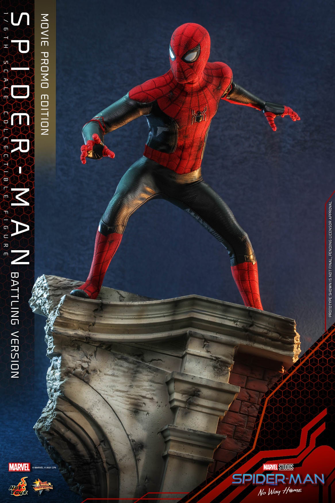 Hot Toys Spider-man: No Way Home Spider-man (Battling Version) Movie Promo Edition 1/6th Scale Collectible Figure MMS625