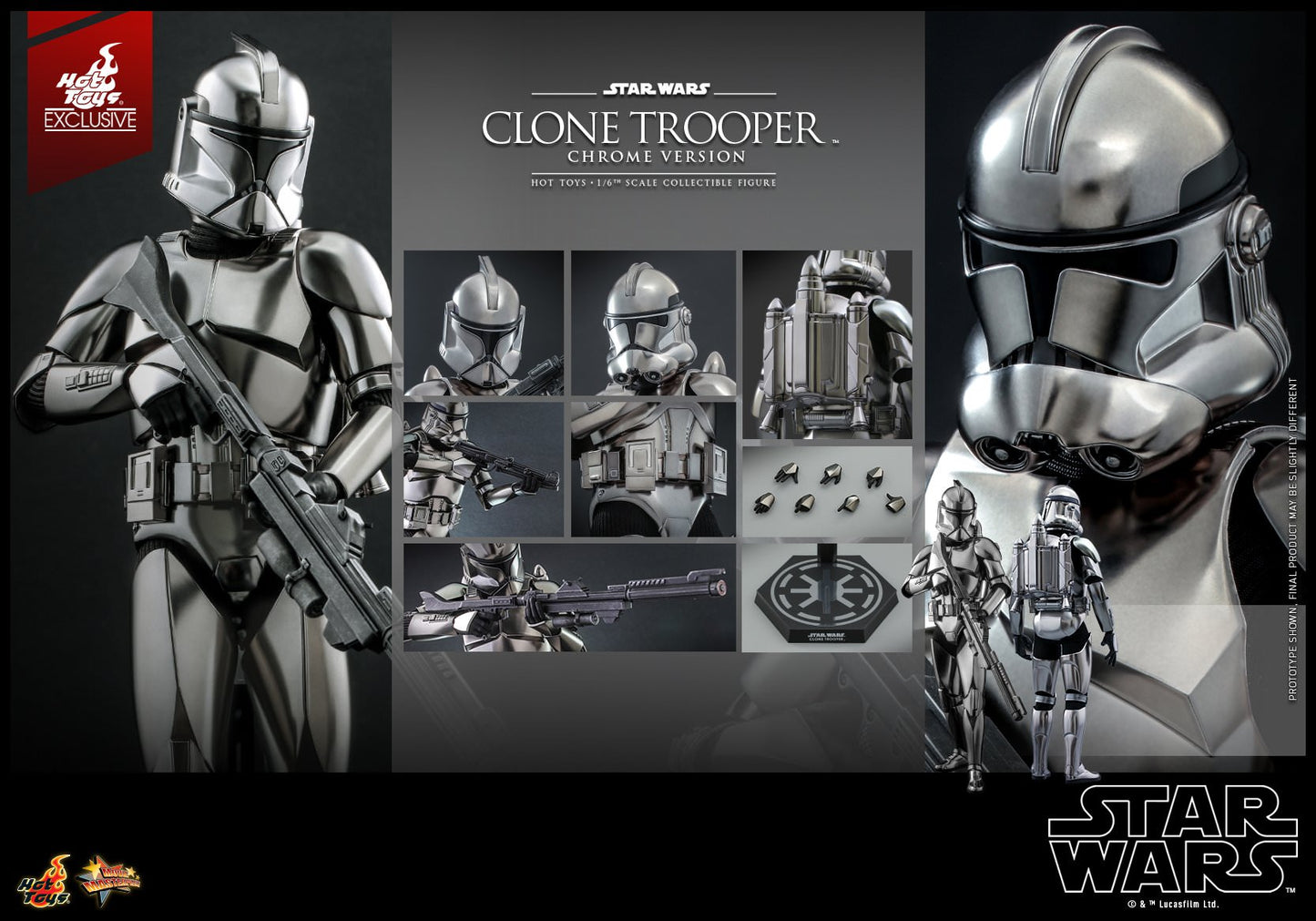 Hot Toys Star Wars™ -  1/6th scale Clone Trooper™ (Chrome Version) Collectible Figure MMS643