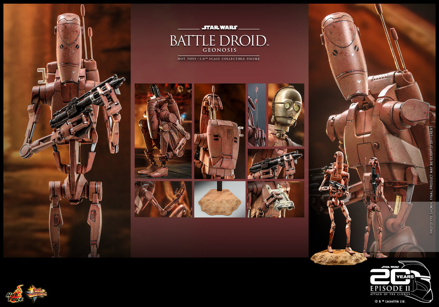 Hot Toys Star Wars Episode II: Attack of the Clones™ - 1/6th scale Battle Droid™ (Geonosis) Collectible Figure MMS649