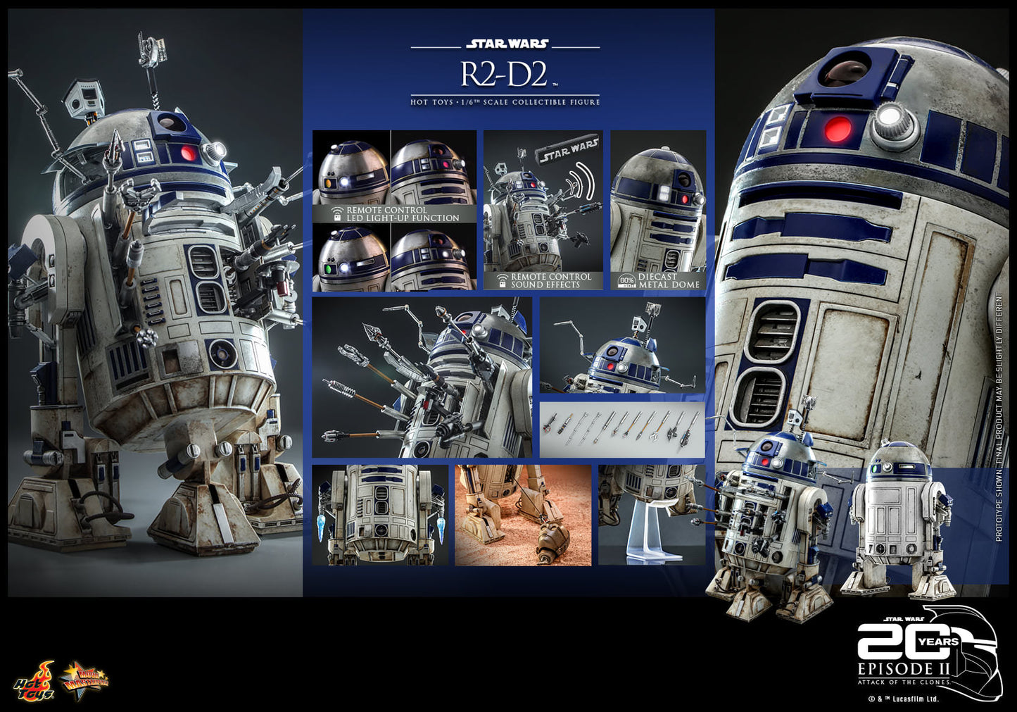 Hot Toys Star Wars Episode II: Attack of the Clones™ - 1/6th scale R2-D2™ Collectible Figure MMS651