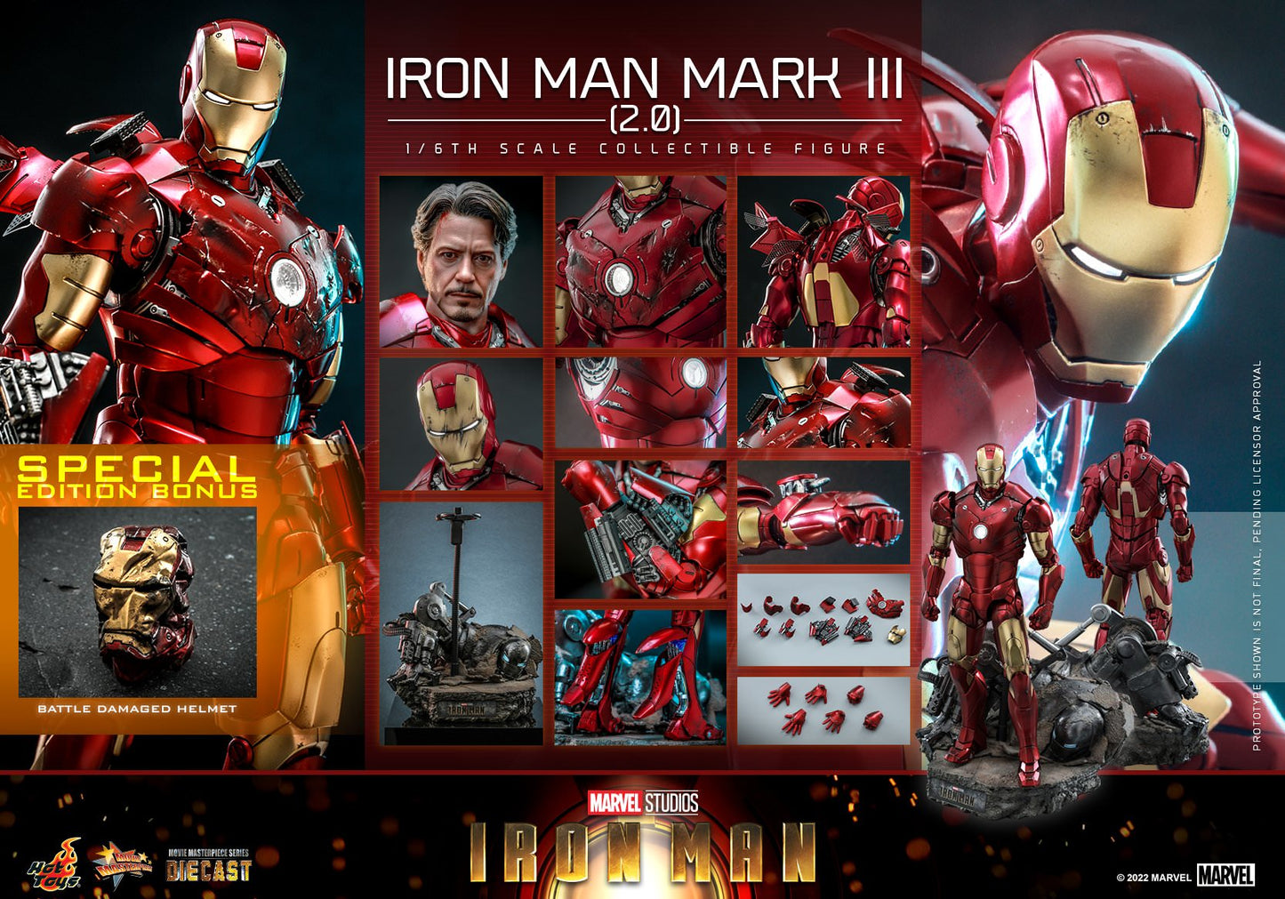 Hot Toys Iron Man - Iron Man Mark III (2.0) 1:6 Scale Collectible Figure (Special Edition) MMS664D48B