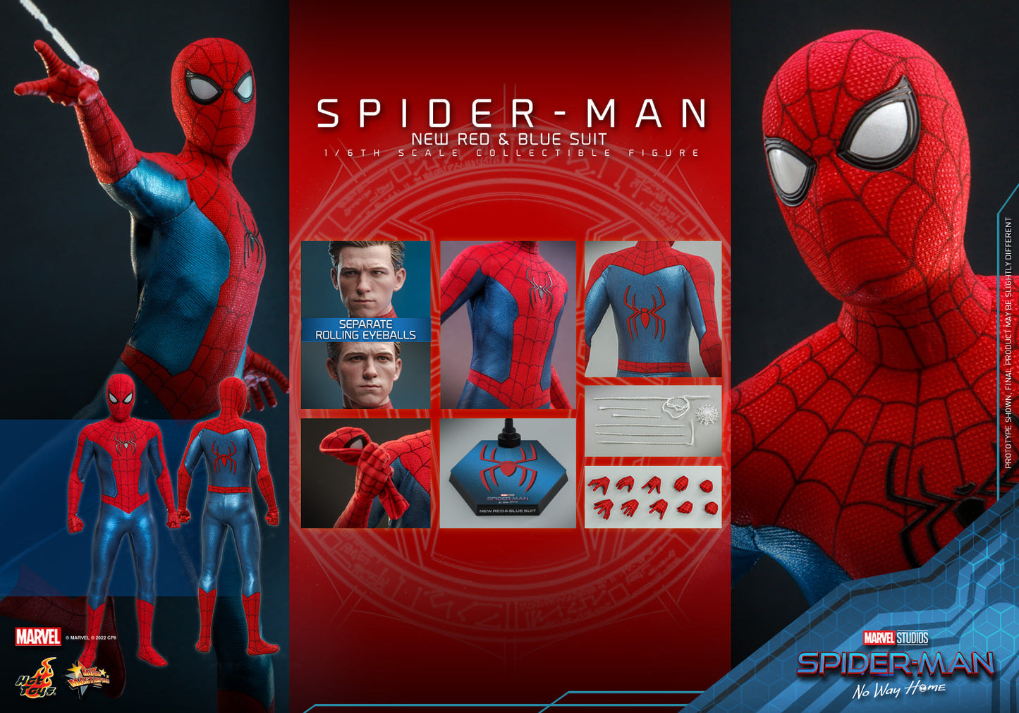 Hot Toys Spider-Man: No Way Home - Spider-Man (New Red and Blue Suit) 1:6 Scale Collectible Figure MMS679