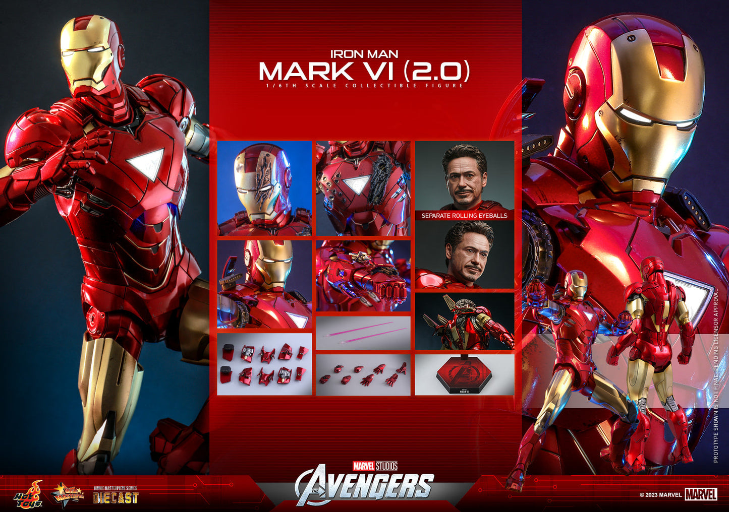 Hot Toys The Avengers Iron Man Mark VI (2.0) 1:6 Scale Collectible Figure MMS687D52