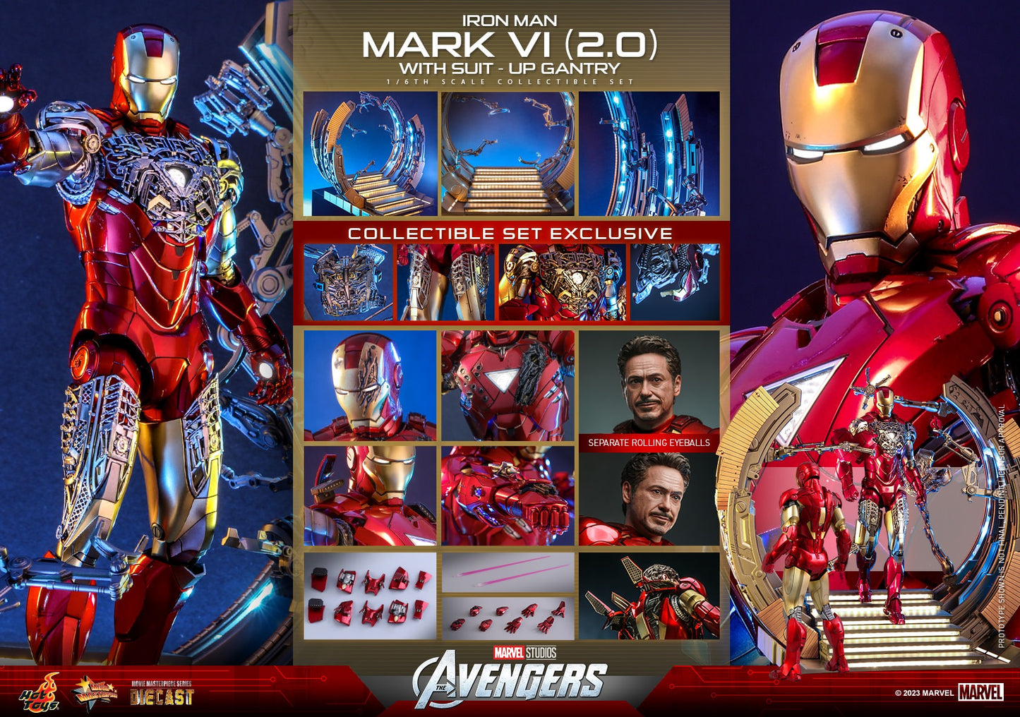 Hot Toys The Avengers Iron Man Mark VI (2.0) With Suit-Up Gantry 1:6 Scale Collectible Set MMS688D53