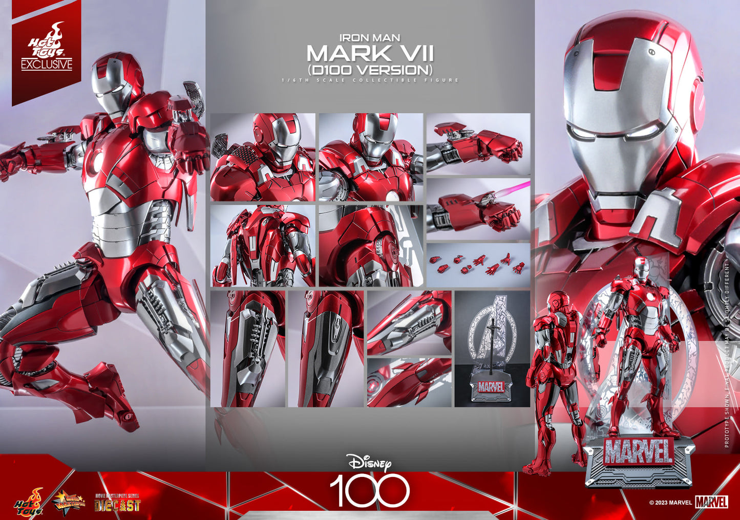 Hot Toys Disney 100 Iron Man Mark VII (D100 Version) 1/6th Scale Collectible Figure MMS696D54