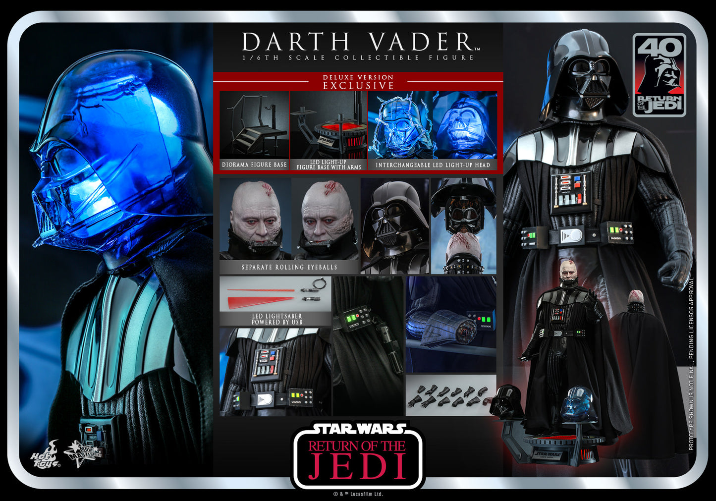 Hot Toys Star Wars Episode Vi: Return Of The Jedi™ Darth Vader™ 1/6th Scale Collectible Figure (Deluxe Version) MMS700