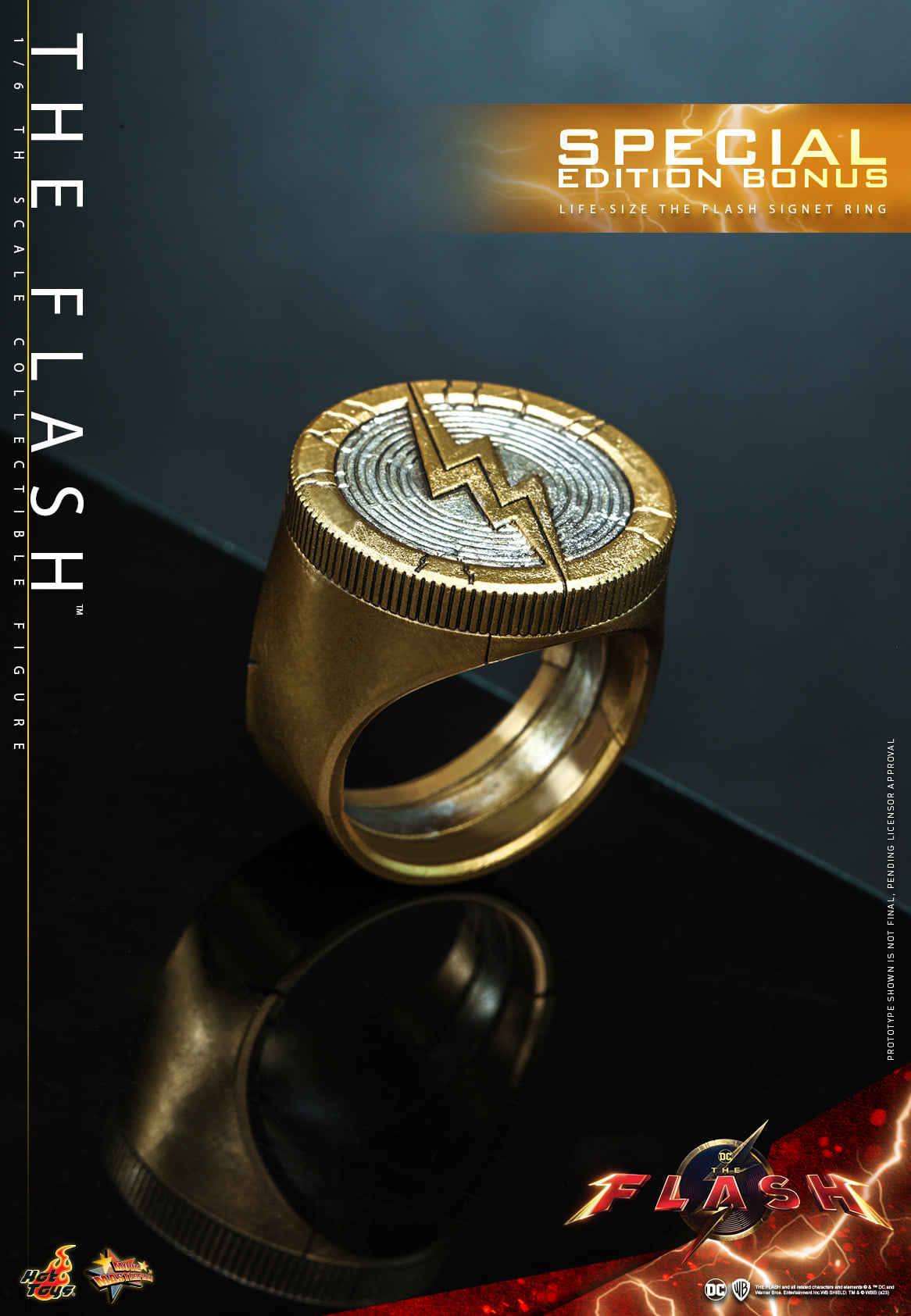 Hot Toys “The Flash” – The Flash 1:6 Scale Collectible Figure (Special Version) - Life Size The Flash Signet Ring MMS713B