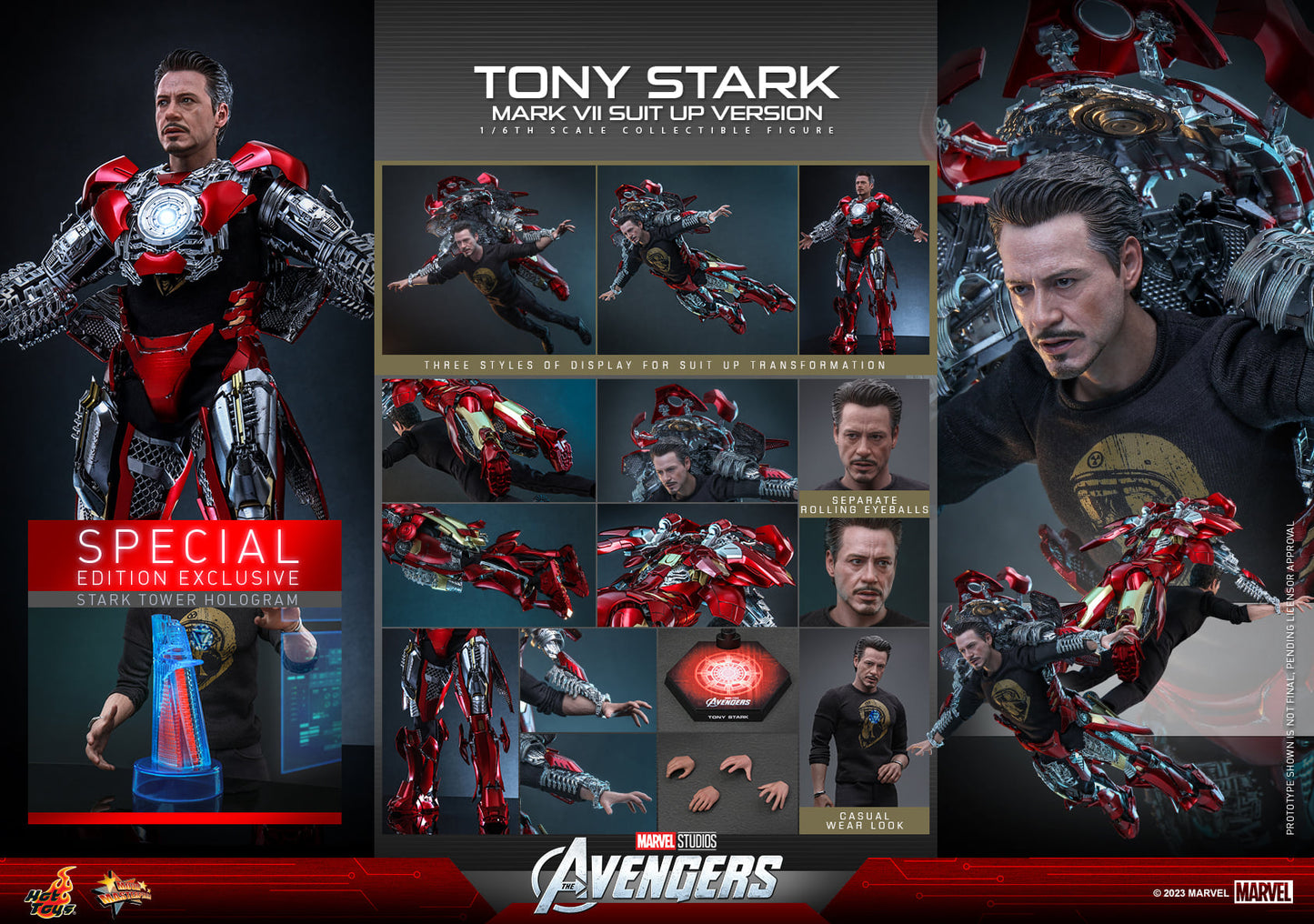 Hot Toys “The Avengers” – Tony Stark (Mark VII Suit Up Version) 1:6 Scale Collectible Figure (Special Edition - Stark Tower Hologram) MMS718B