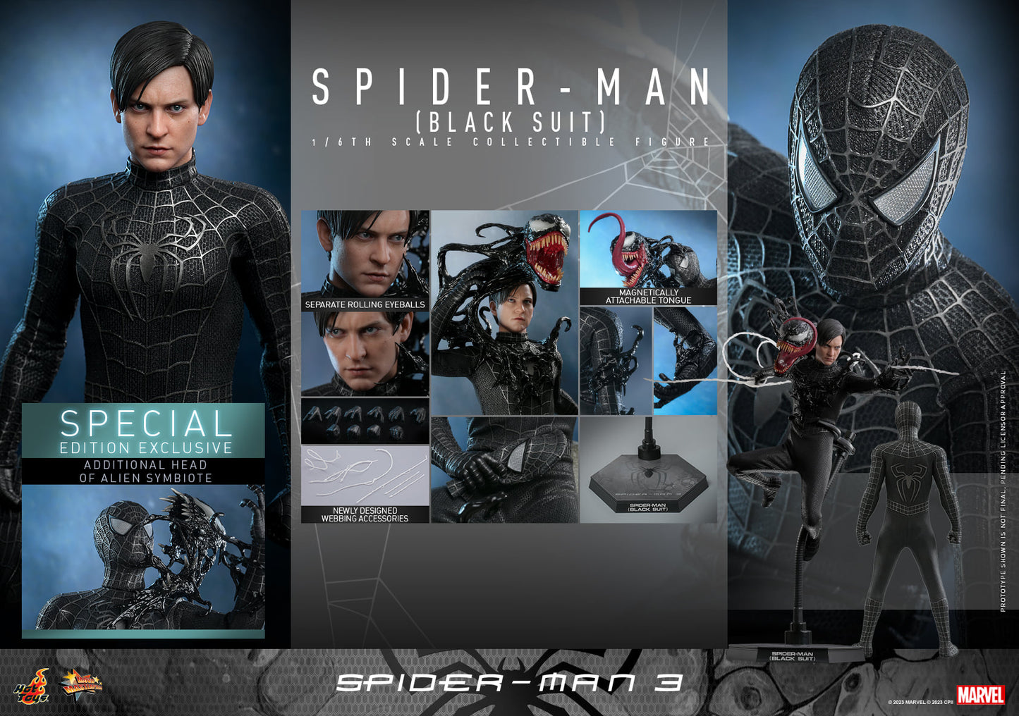 Hot Toys Spider-man 3 - 1:6 Scale Spider-man (Black Suit) Collectible Figure MMS727 (Standard Edition)