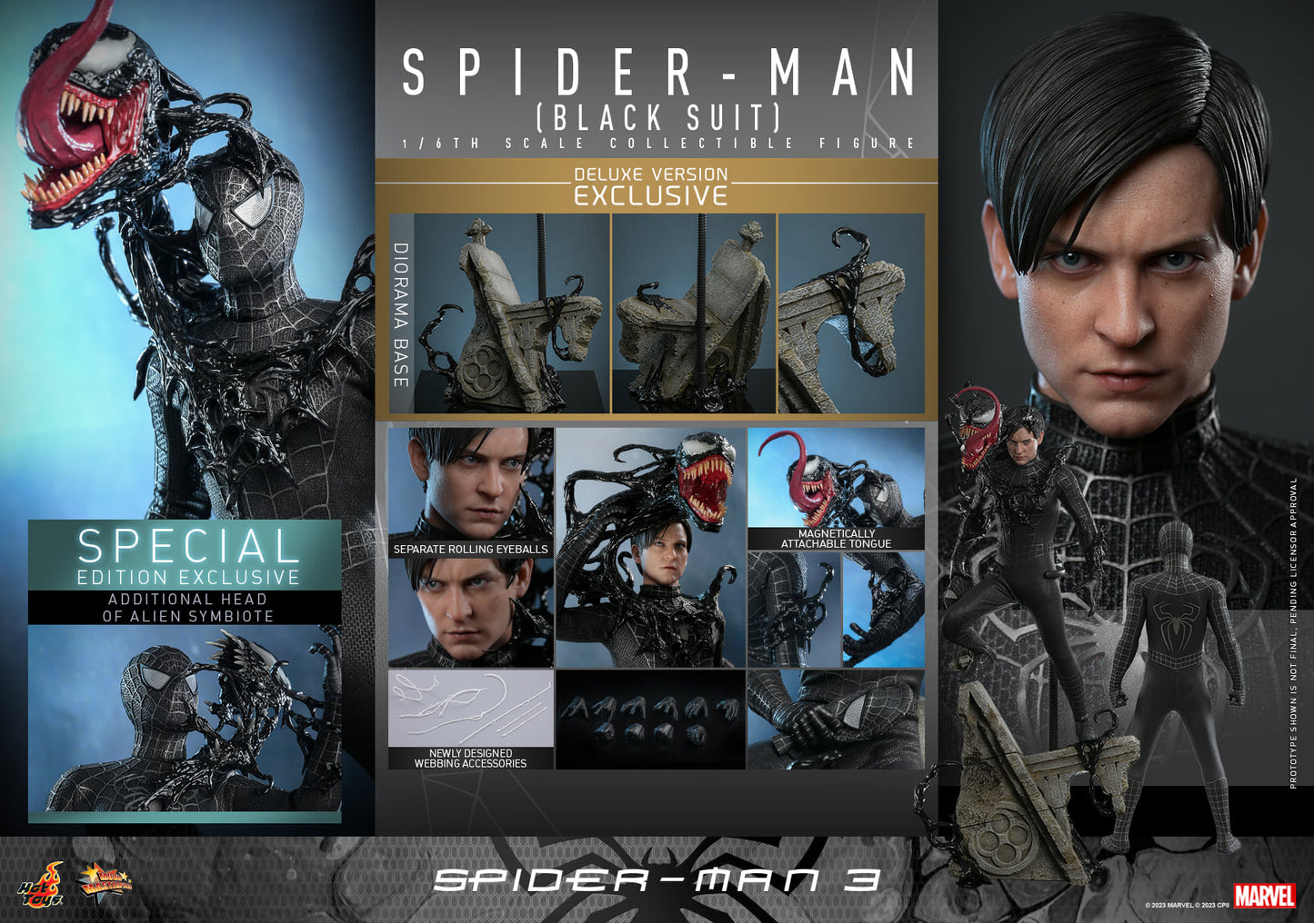 Hot Toys Spider-man 3 - 1:6 Scale Spider-Man (Black Suit) Collectible Figure (Deluxe Version) (Standard  Edition) - MMS728