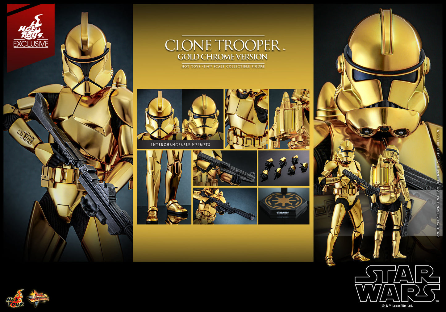 Hot Toys Star Wars™ - 1/6th scale Clone Trooper™ (Gold Chrome Version) Collectible Figure [Hot Toys Exclusive] MMS735