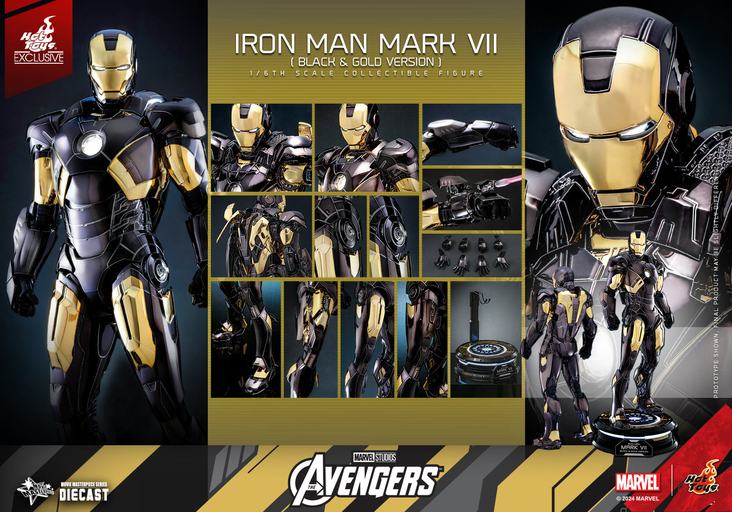 Hot toys The Avengers - 1/6th scale Iron Man Mark VII (Black and Gold Version) Collectible Figure MMS741