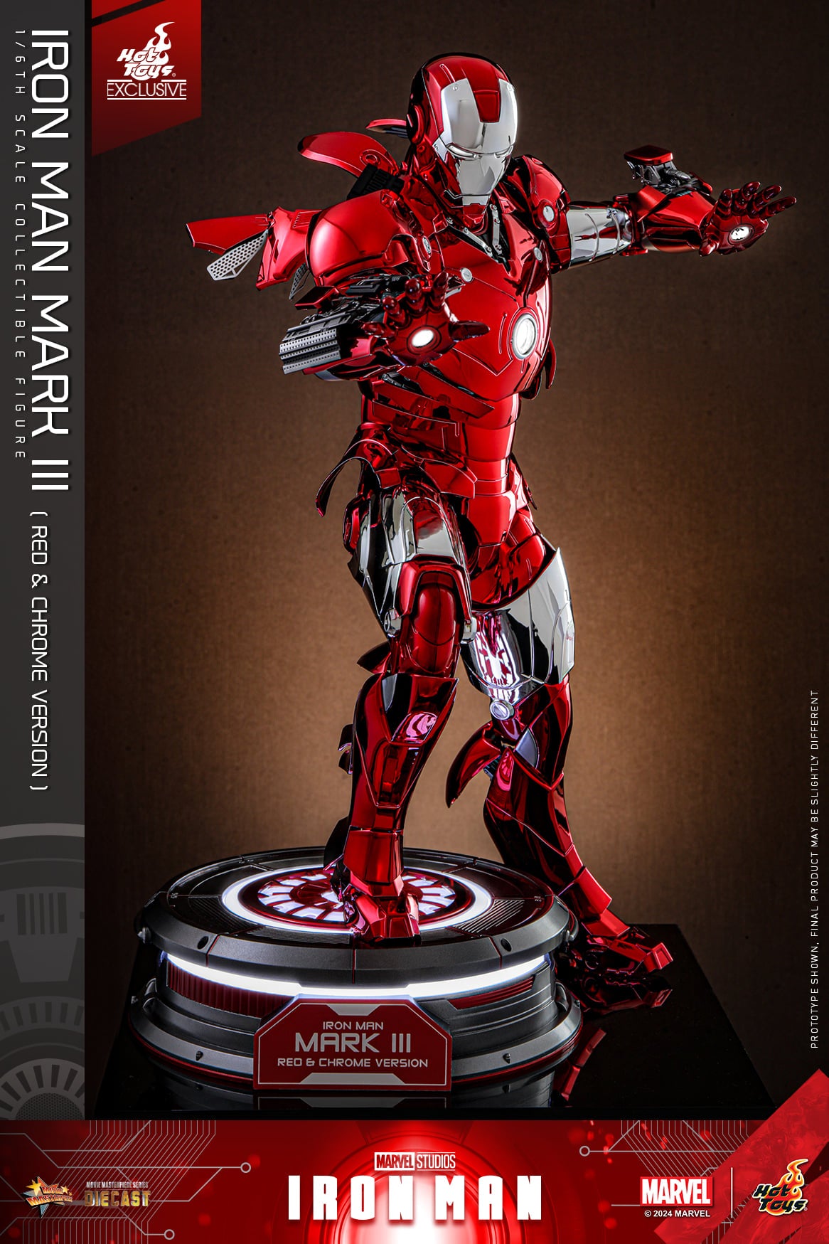 Hot Toys Iron Man Iron Man Mark III (Red &amp; Chrome Version) 1:6 Scale Collectible Figure MMS744D64