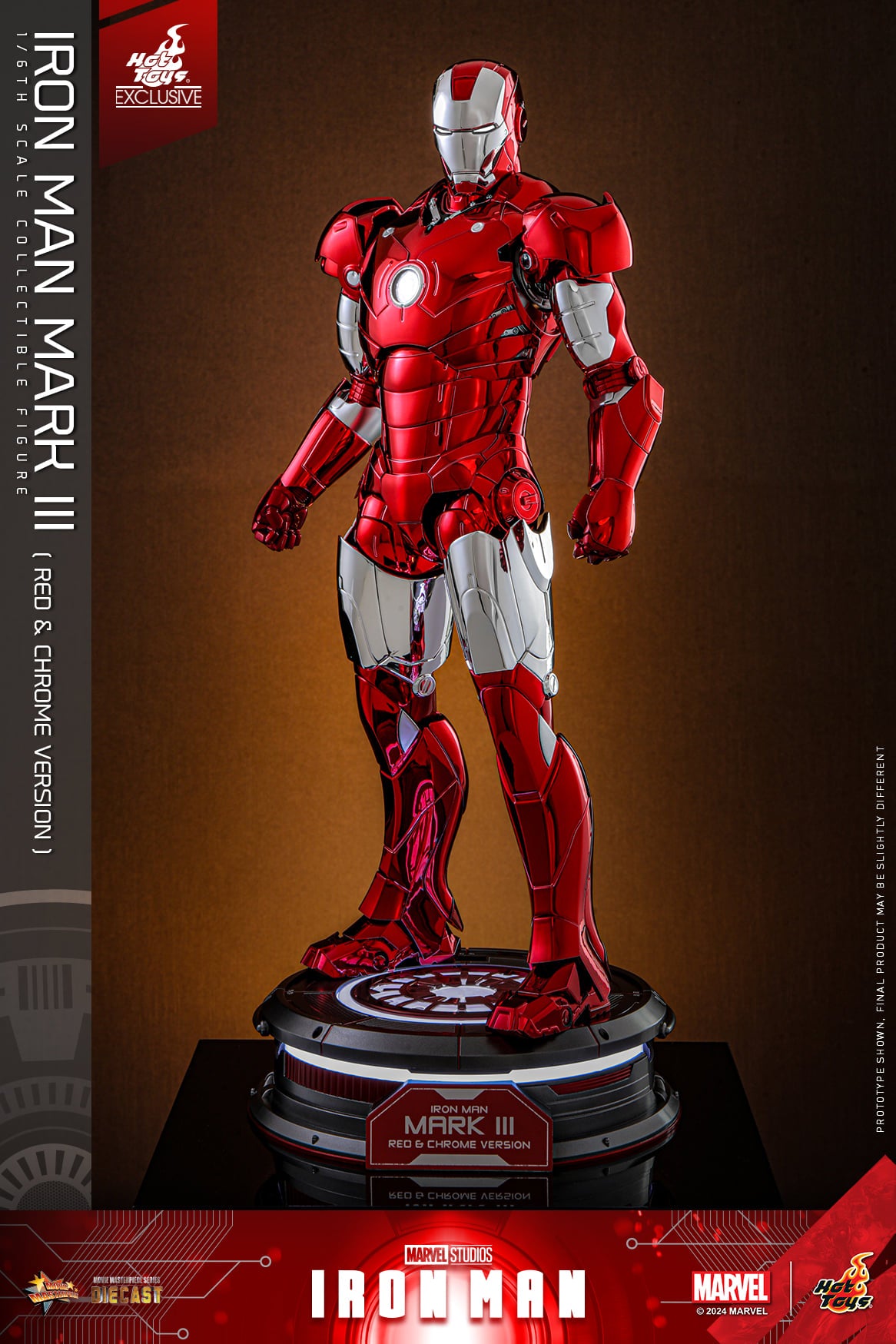 Hot Toys Iron Man Iron Man Mark III (Red &amp; Chrome Version) 1:6 Scale Collectible Figure MMS744D64