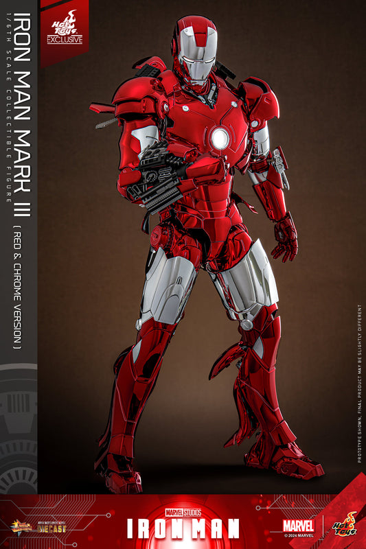 Hot Toys Iron Man Iron Man Mark III (Red &amp; Chrome Version) 1:6 Scale Collectible Figure MMS744D64