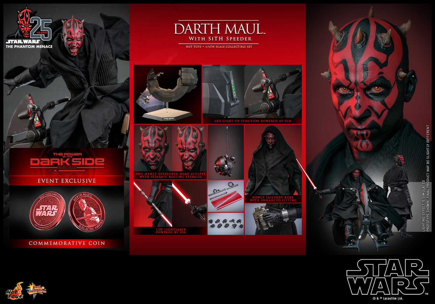 Hot Toys【Star Wars™ Episode I: The Phantom Menace - 1:6 Scale Darth Maul Collectible Figure】 (Exclusive Edition)(Global Exclusive Commemorative Coin) (The color of the coins is random, possibly gold or red) MMS749B