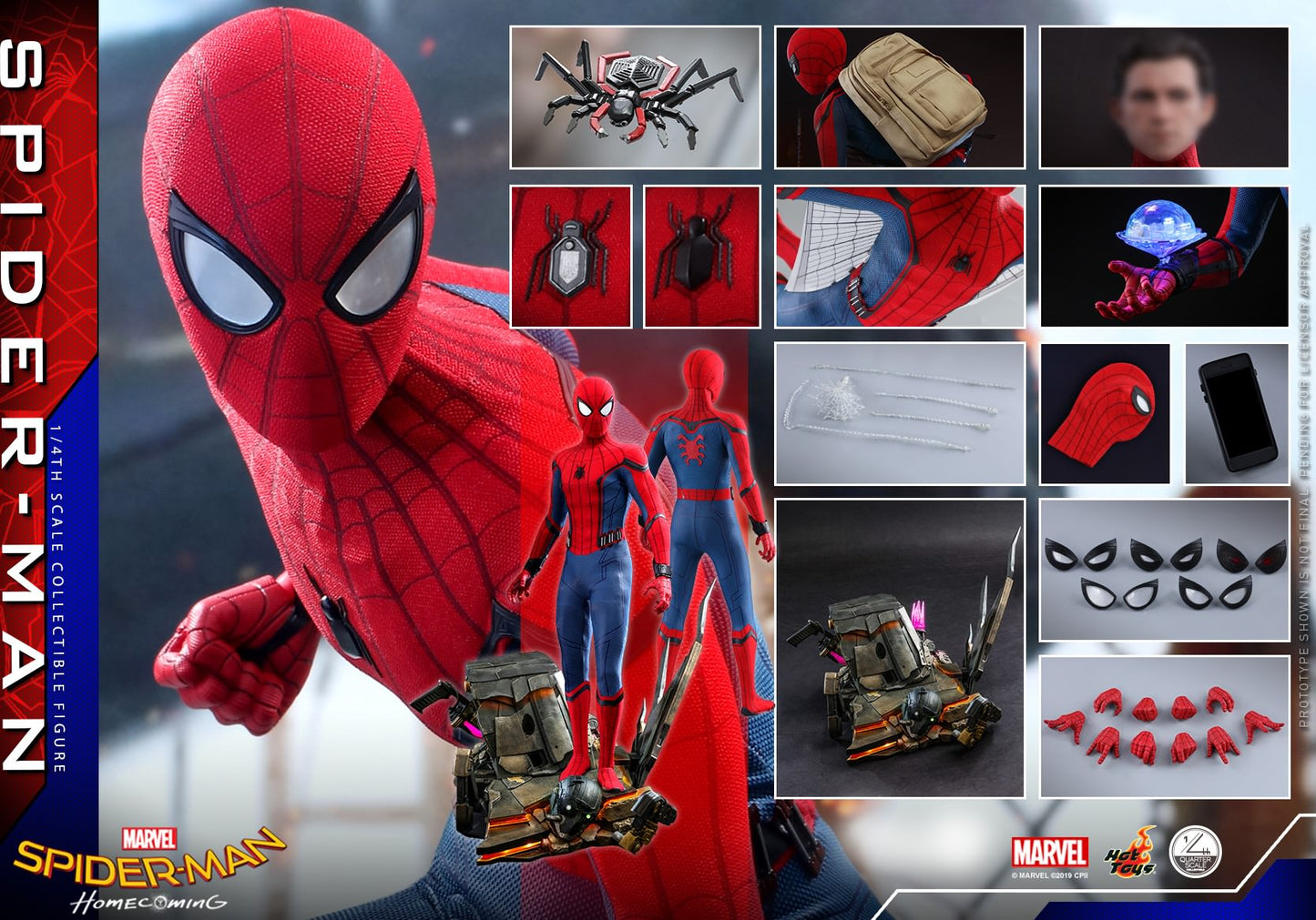 Hot Toys Spider-Man: Homecoming - Spider-Man 1/4th scale QS014 (Normal Version)(Standard Edition)(Without Bonus Accessory :One (1) hologram panel)