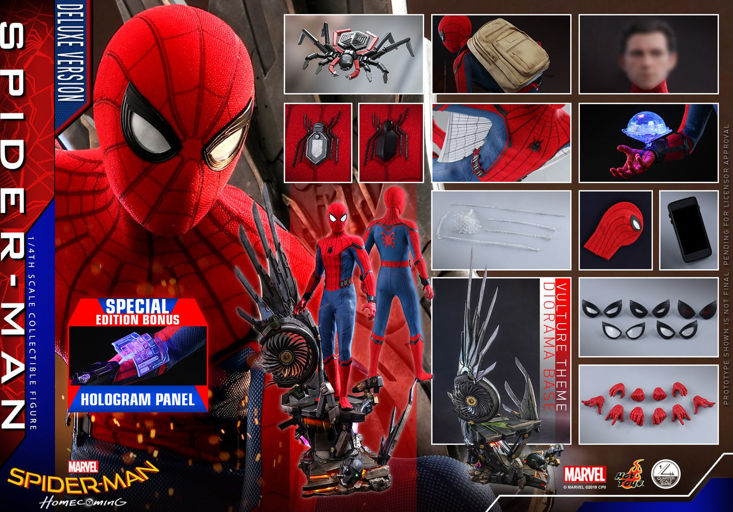 Hot Toys Spider-Man: Homecoming - Spider-Man 1/4th scale QS015B (Deluxe Version)(Special Edition)( Bonus Accessory :One (1) hologram panel)