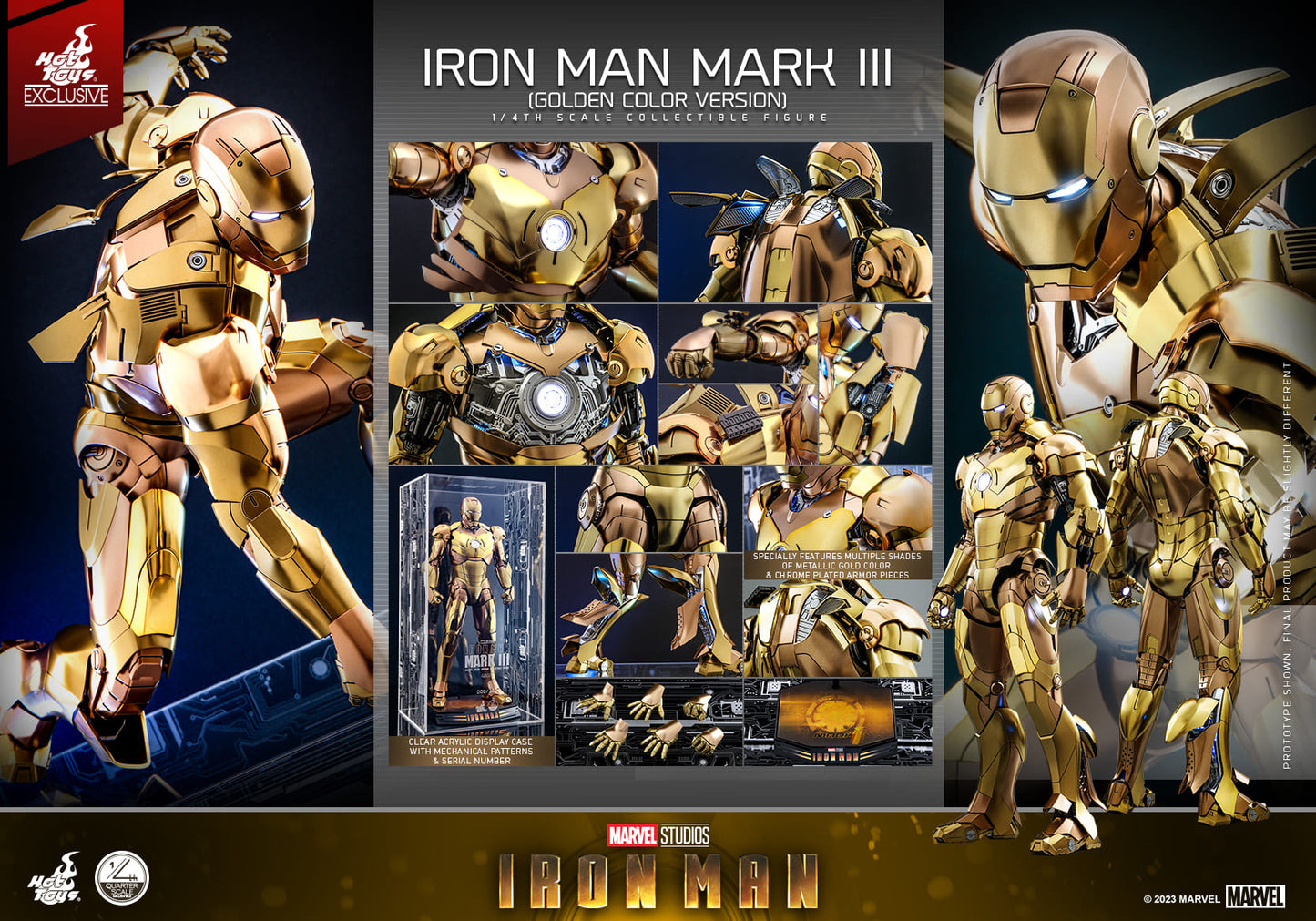 Hot Toys "Iron Man" - Iron Man Mark III (Golden Color Version) 1:4 Scale Collectible Figure (Worldwide 300PCS Limited) QS024