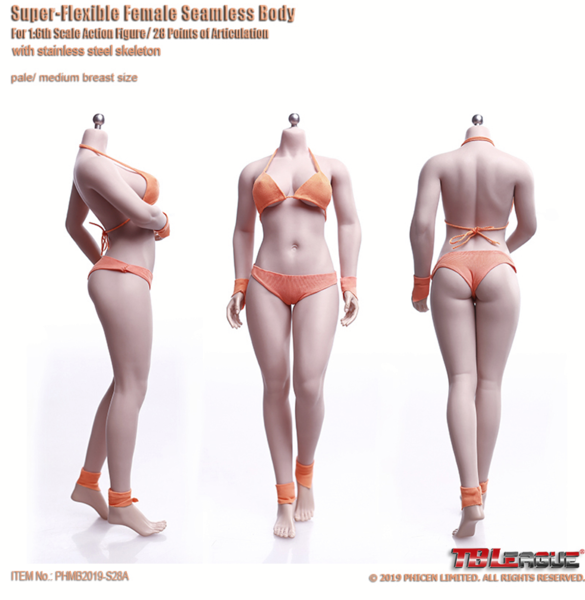 Phicen /TB League S28A Super Flexible Seamless Female 1:6 Scale Body Series with Stainless Steel Skeleton