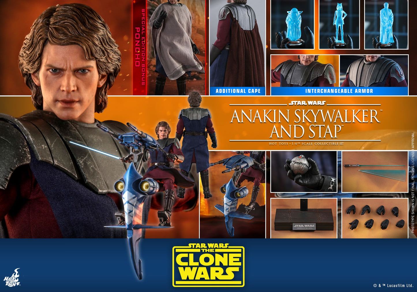 Hot Toys Star Wars: The Clone Wars -Anakin Skywalker and STAP Set (Special Edition) TMS020B