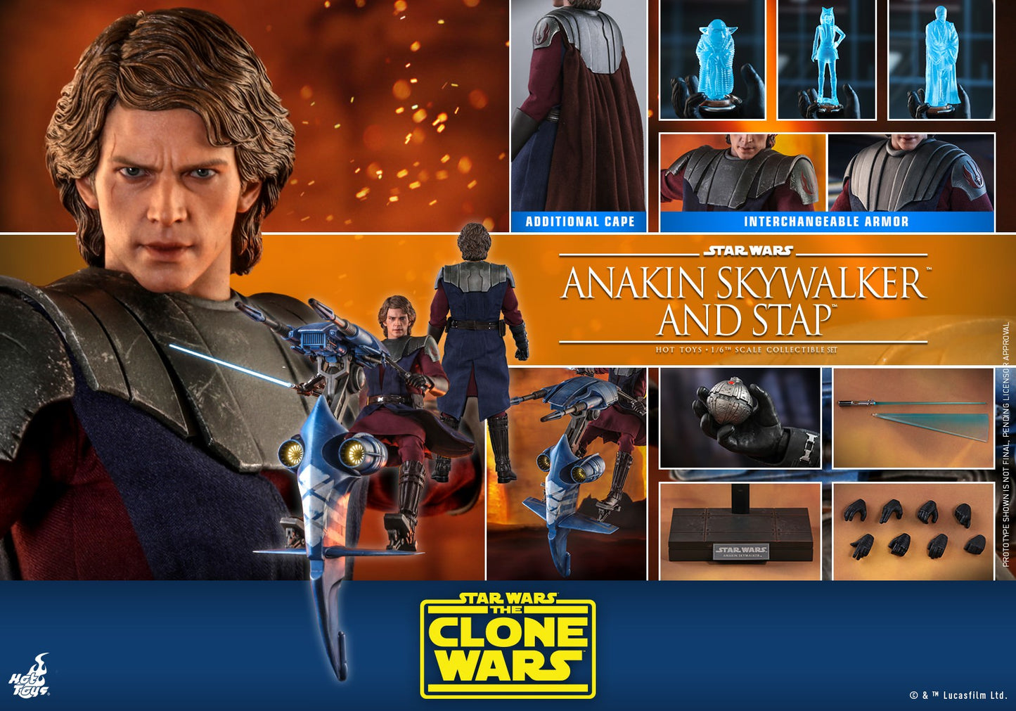 Hot Toys Star Wars: The Clone Wars -Anakin Skywalker and STAP Set (Regular Edition) TMS020