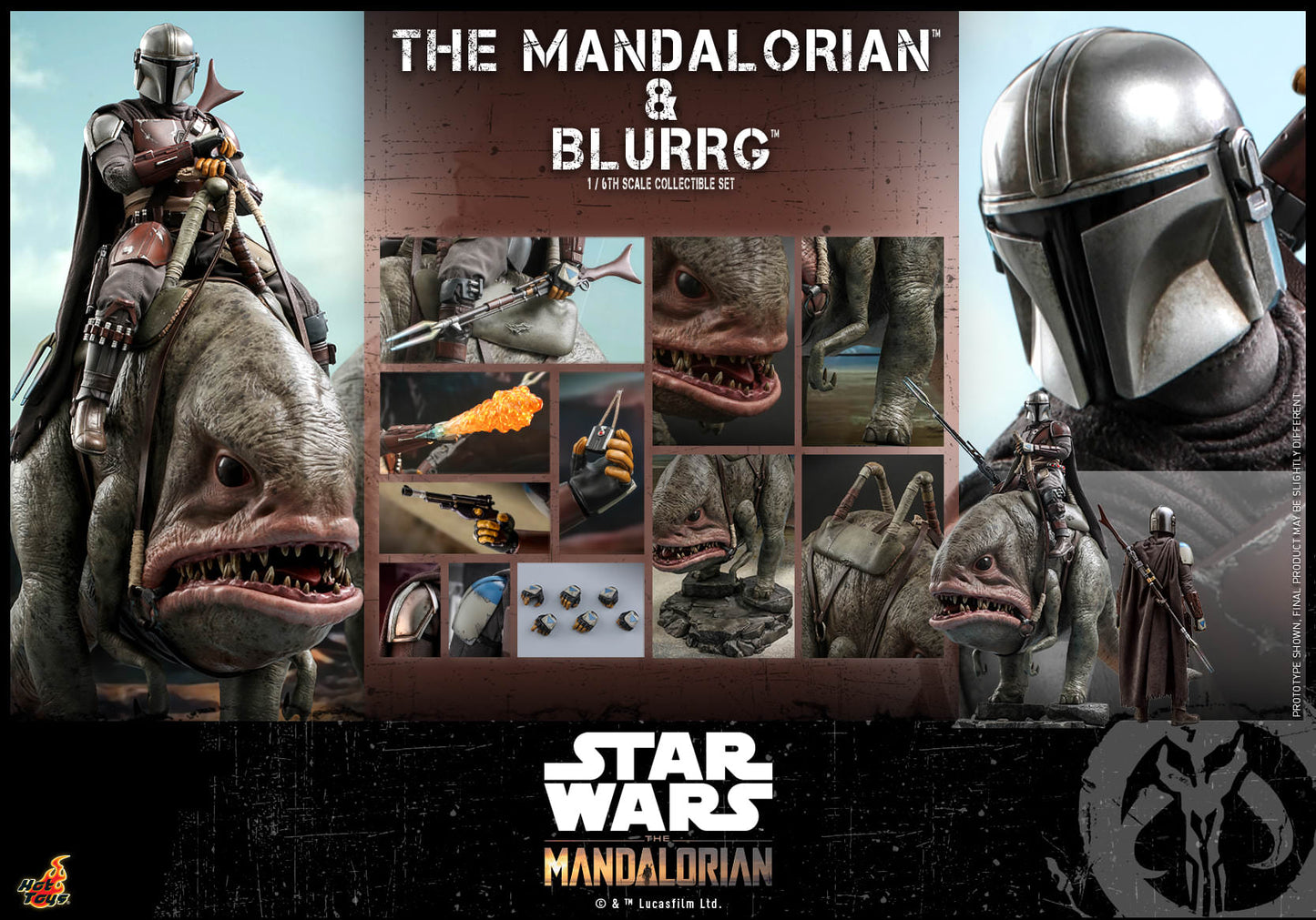 Hot Toys Star Wars: The Mandalorian™ - Mandalorian™ &amp; Blurrg™ 1:6 Scale Collectible Set TMS046