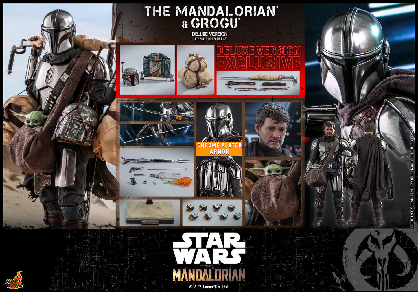 Hot Toys Star Wars: The Mandalorian™ - 1/6th scale The Mandalorian™ and Grogu™ Collectible Set (Deluxe Version) TMS052