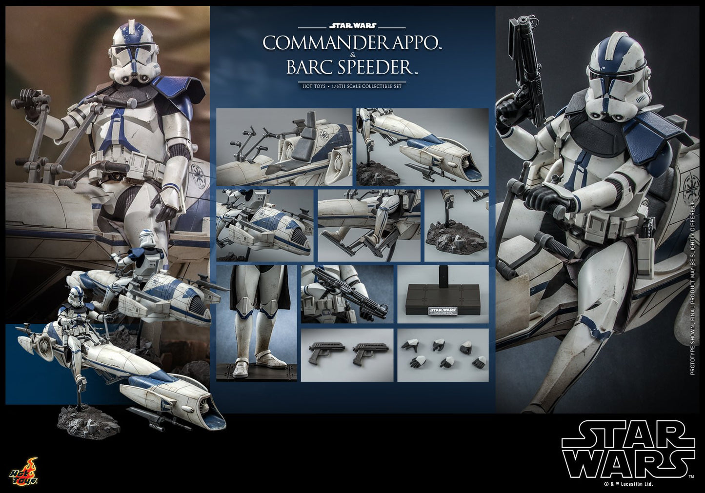 Hot Toys Star Wars: The Clone Wars™ - 1/6th scale Commander Appo™ and BARC Speeder™ Collectible Set TMS076