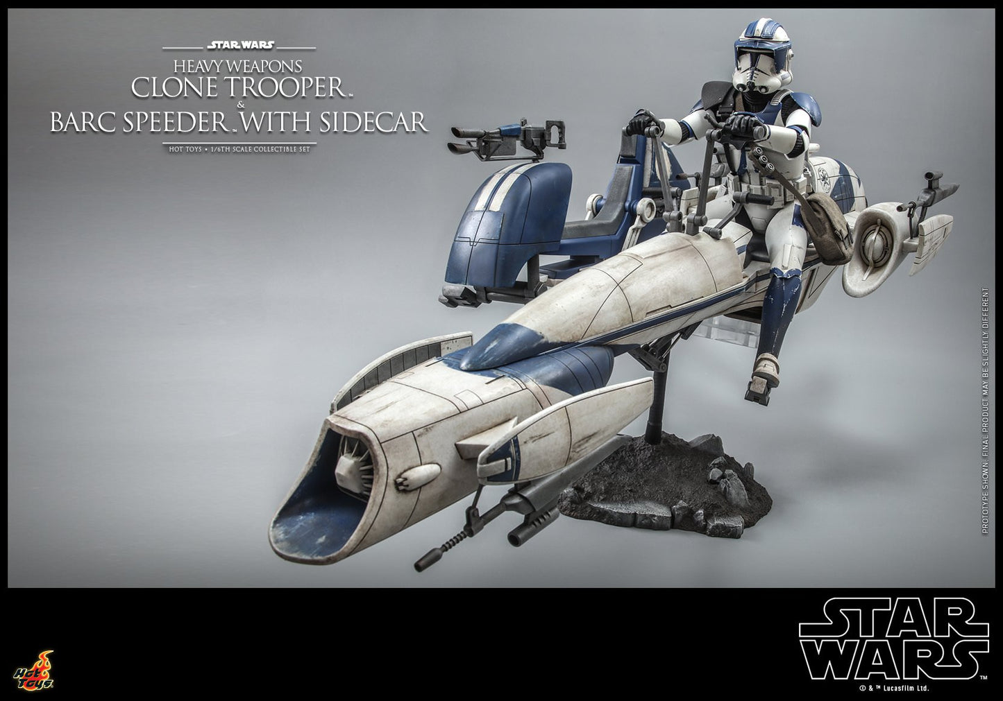 Hot Toys Star Wars: The Clone Wars™ - 1/6th scale Heavy Weapons Clone Trooper™ and BARC Speeder™ with Sidecar Collectible Set TMS077