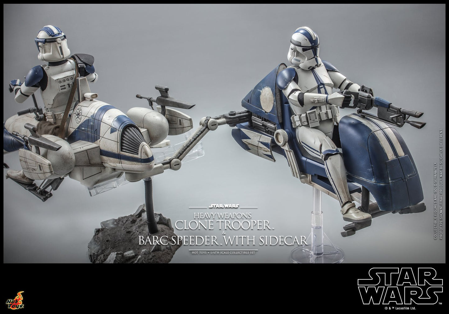 Hot Toys Star Wars: The Clone Wars™ - 1/6th scale Heavy Weapons Clone Trooper™ and BARC Speeder™ with Sidecar Collectible Set TMS077