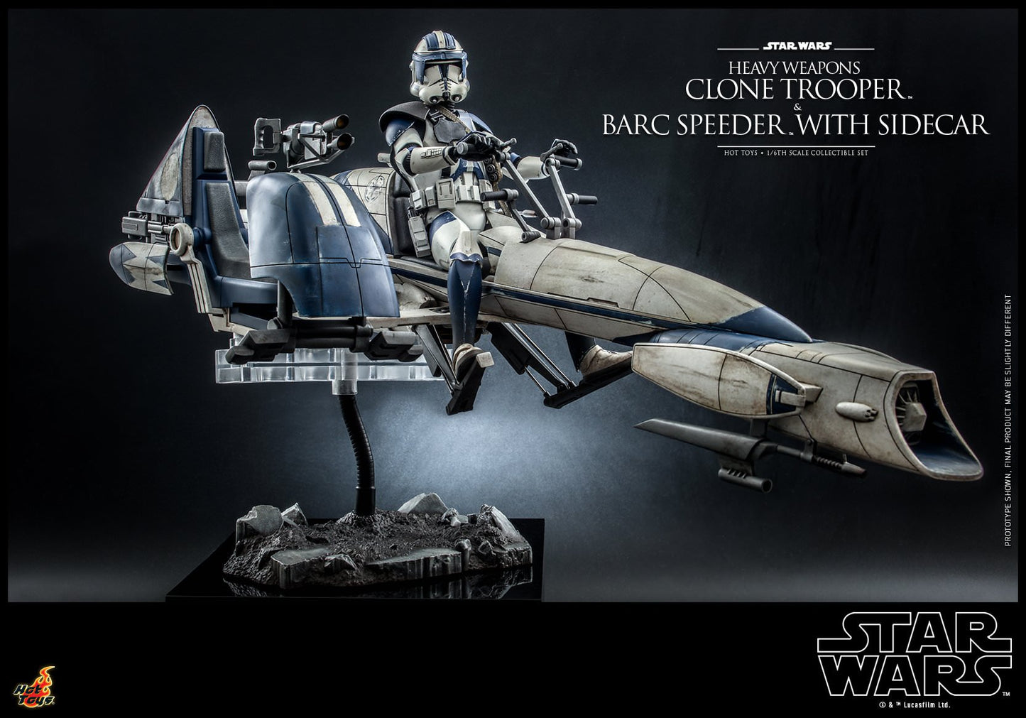 Hot Toys Star Wars: The Clone Wars™ - 1/6th scale Heavy Weapons Clone Trooper™ and BARC Speeder™ with Sidecar Collectible Set TMS077