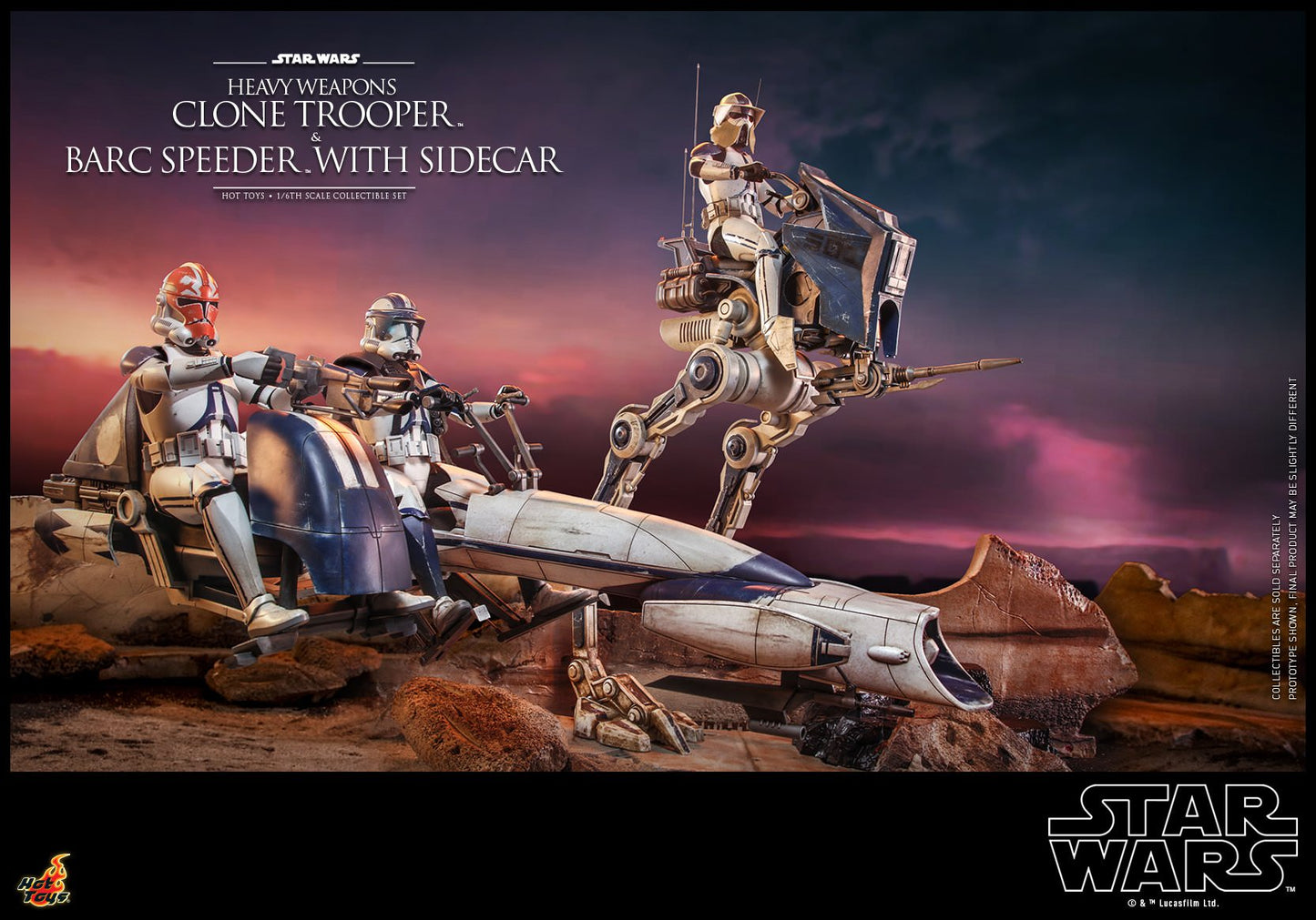 Hot Toys Star Wars: The Clone Wars™ - 1/6th scale Heavy Weapons Clone Trooper™ and BARC Speeder™ with Sidecar Collectible Set TMS077