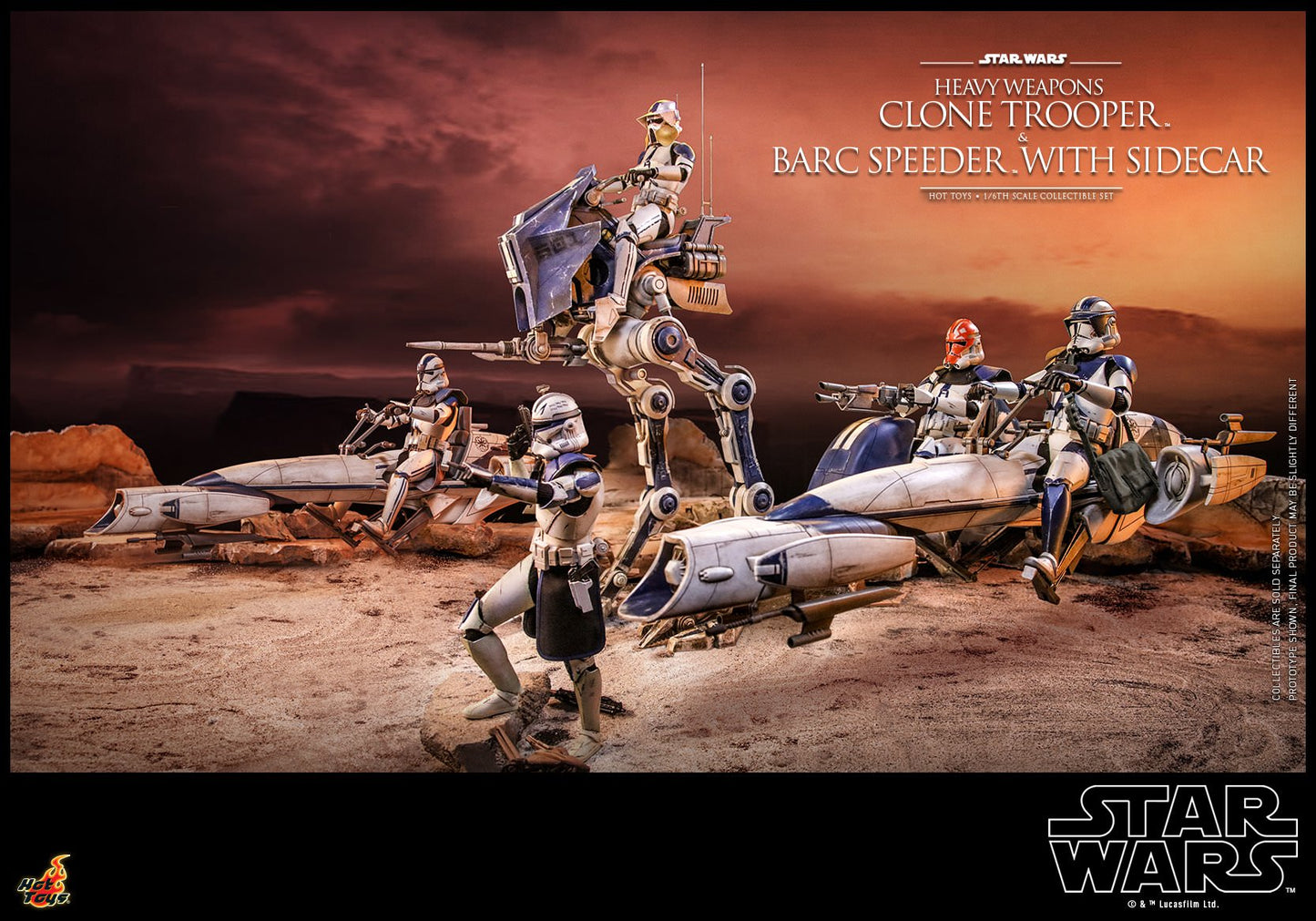 Hot Toys Star Wars: The Clone Wars™ - 1/6th scale Heavy Weapons Clone Trooper™ and BARC Speeder™ with Sidecar Collectible Set TMS077