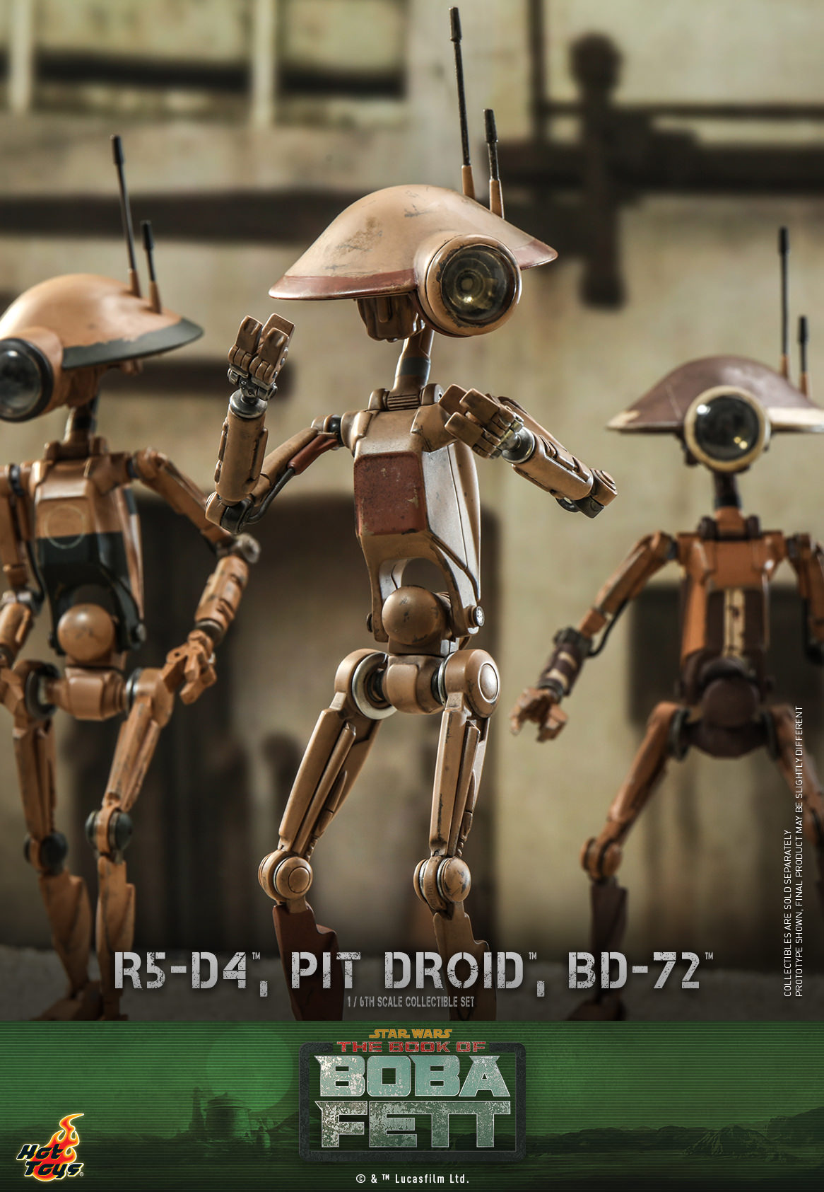 Hot Toys Star Wars: The Book Of Boba Fett™ R5-D4™, Pit Droid™, BD-72™ 1:6 Scale Collectible Set TMS086