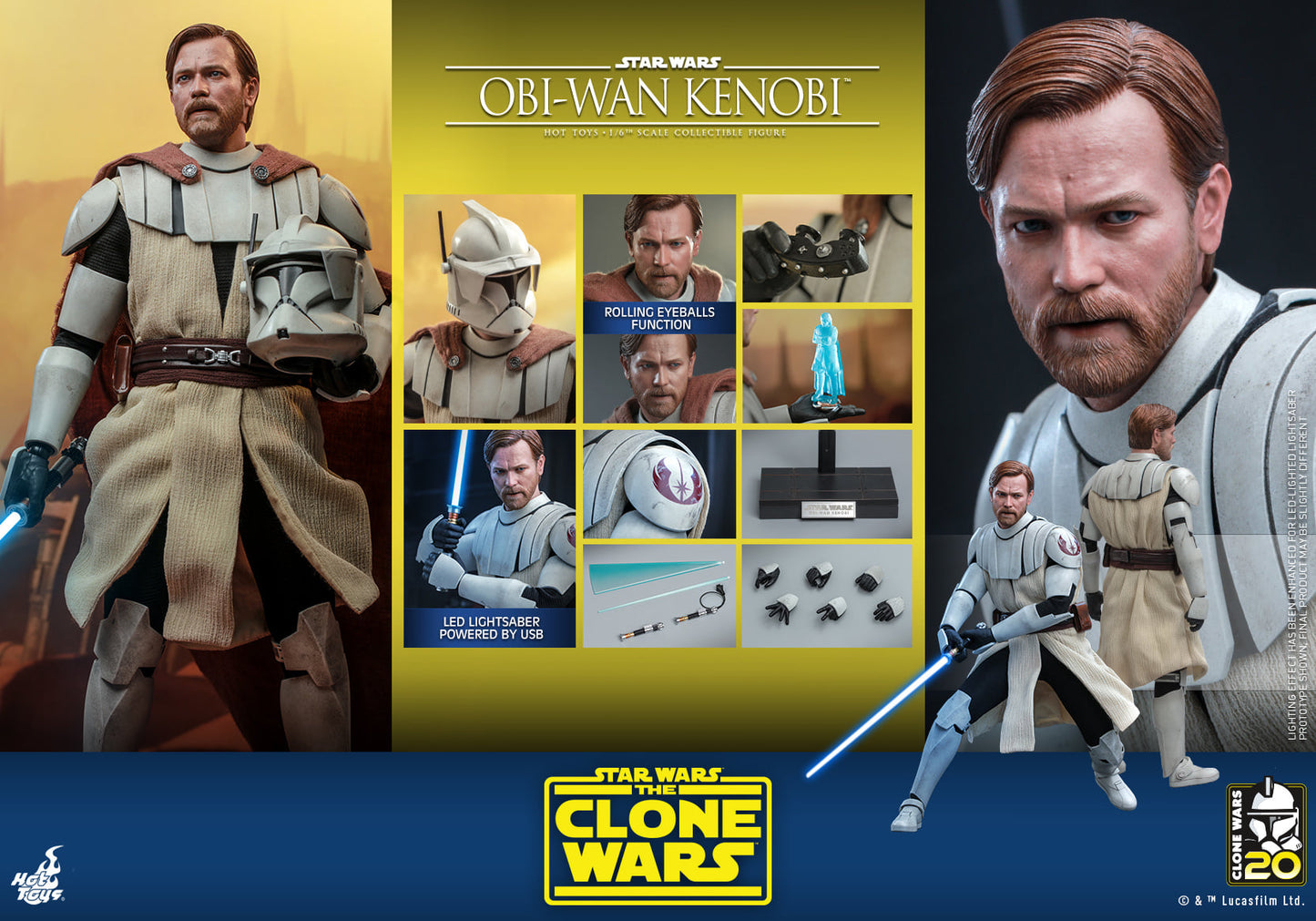 Hot Toys Star Wars: The Clone Wars - Obi-wan Kenobi™ 1:6 Scale Collectible Figure TMS095